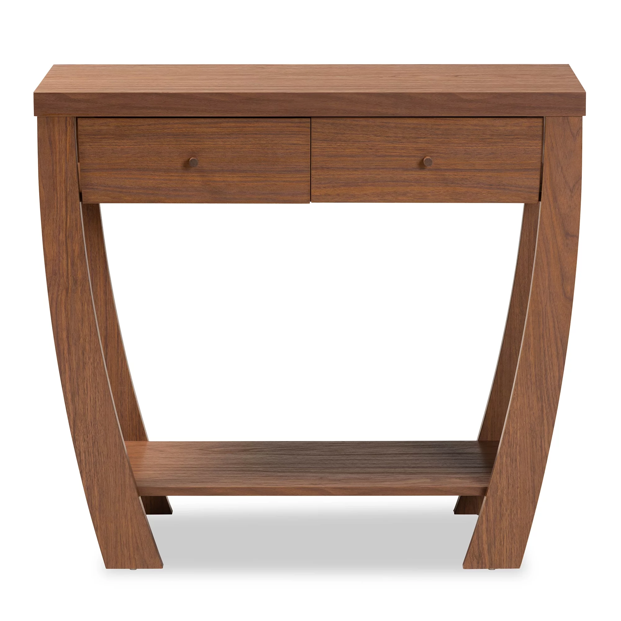 Baxton Studio Capote Modern Wood 2 Drawer Console Table, Walnut