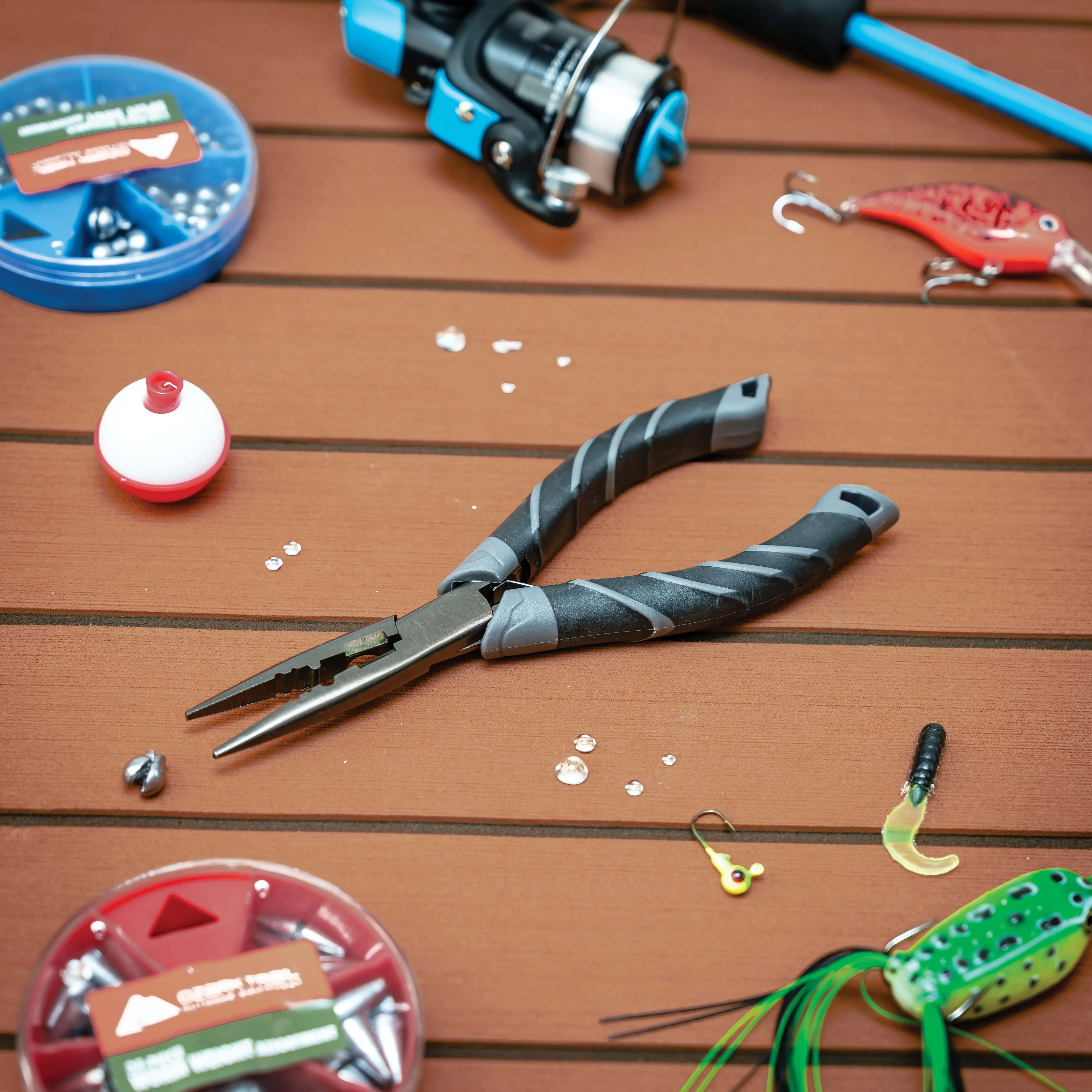 Ozark Trail 6 inch Stainless Steel Pliers with Soft Grip. Fishermans Needle Nose Plier.