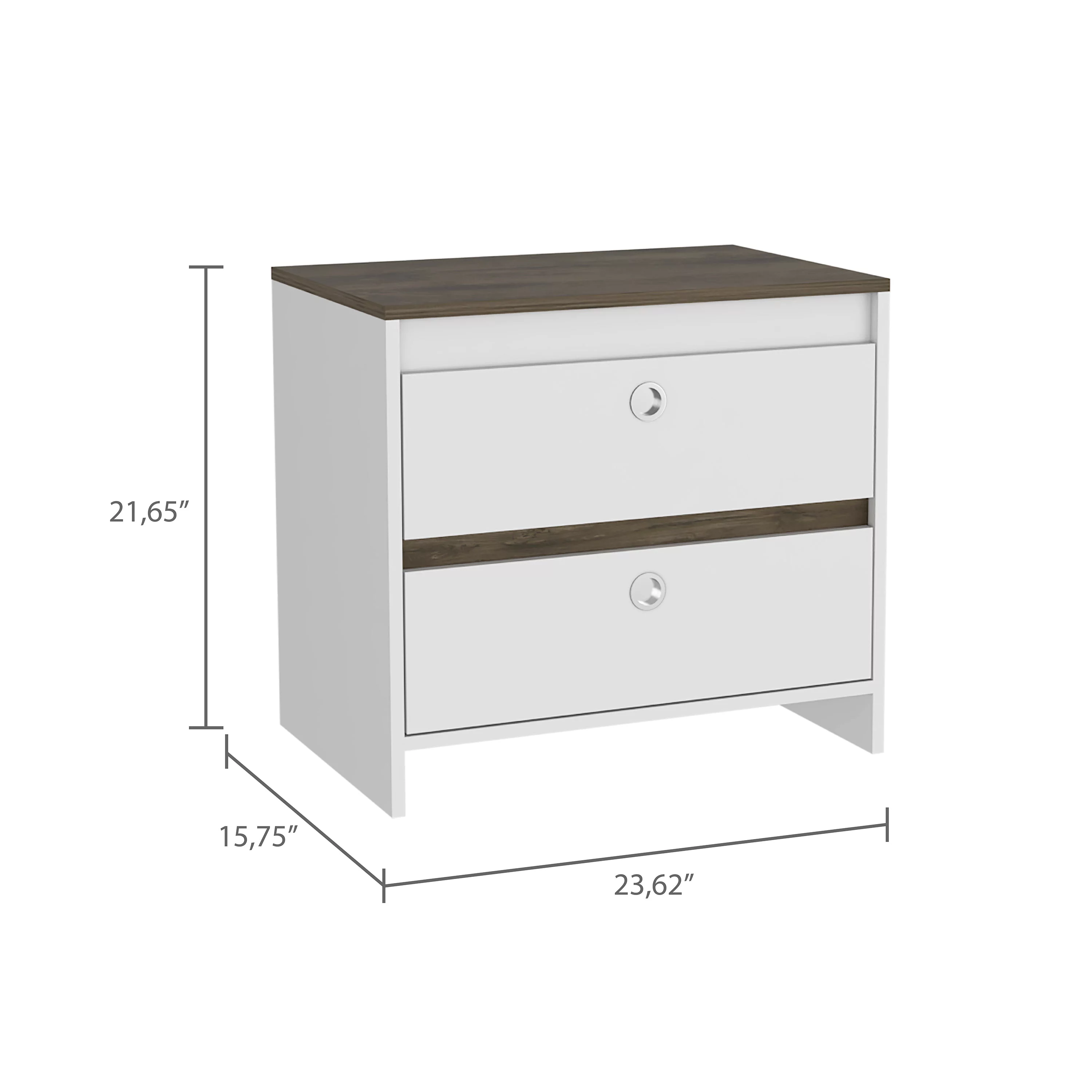 Boahaus Elche Nightstand (White-Dark Brown)