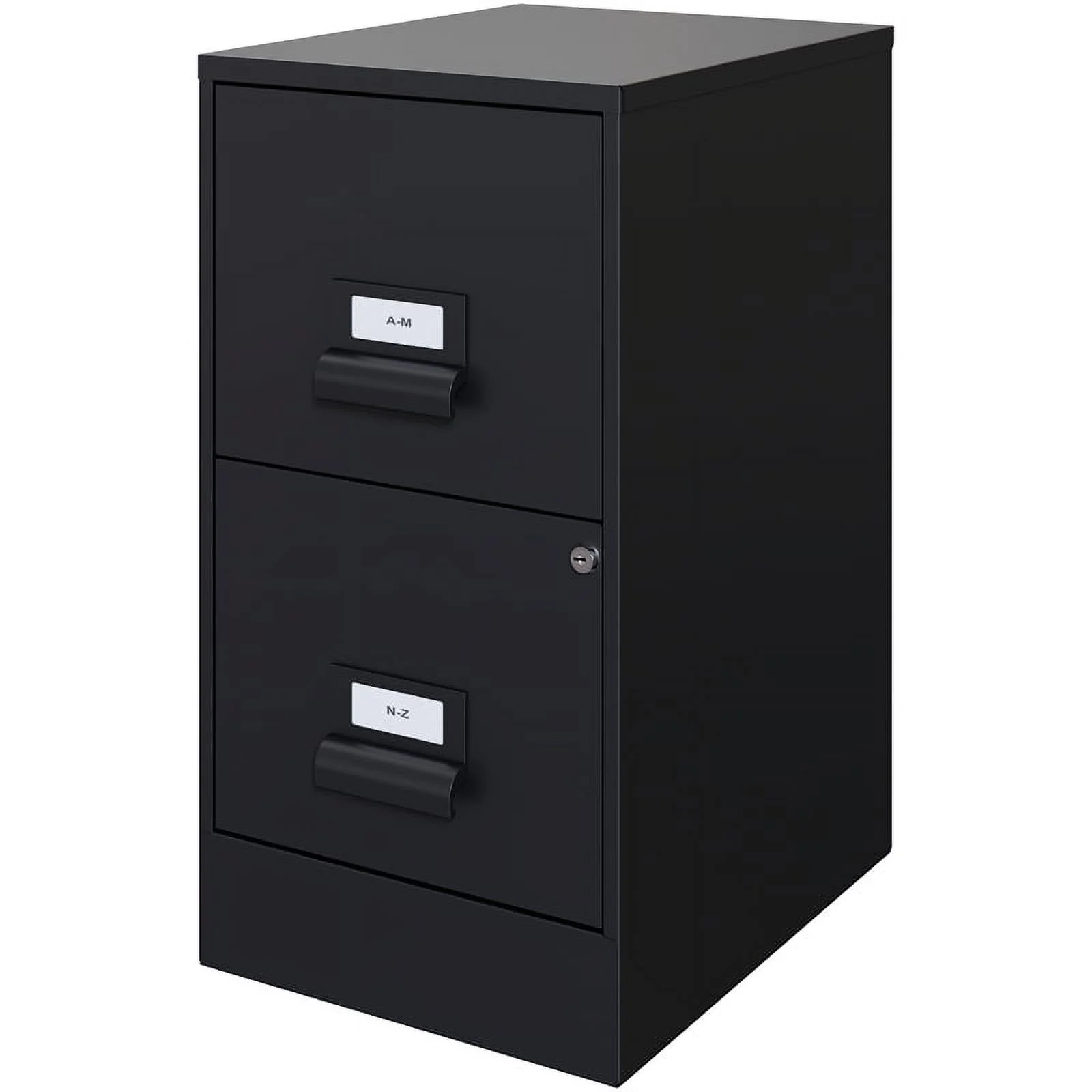 Home Square 2 Drawer Metal Vertical Wood Filing Cabinet Set in Black (Set of 2)