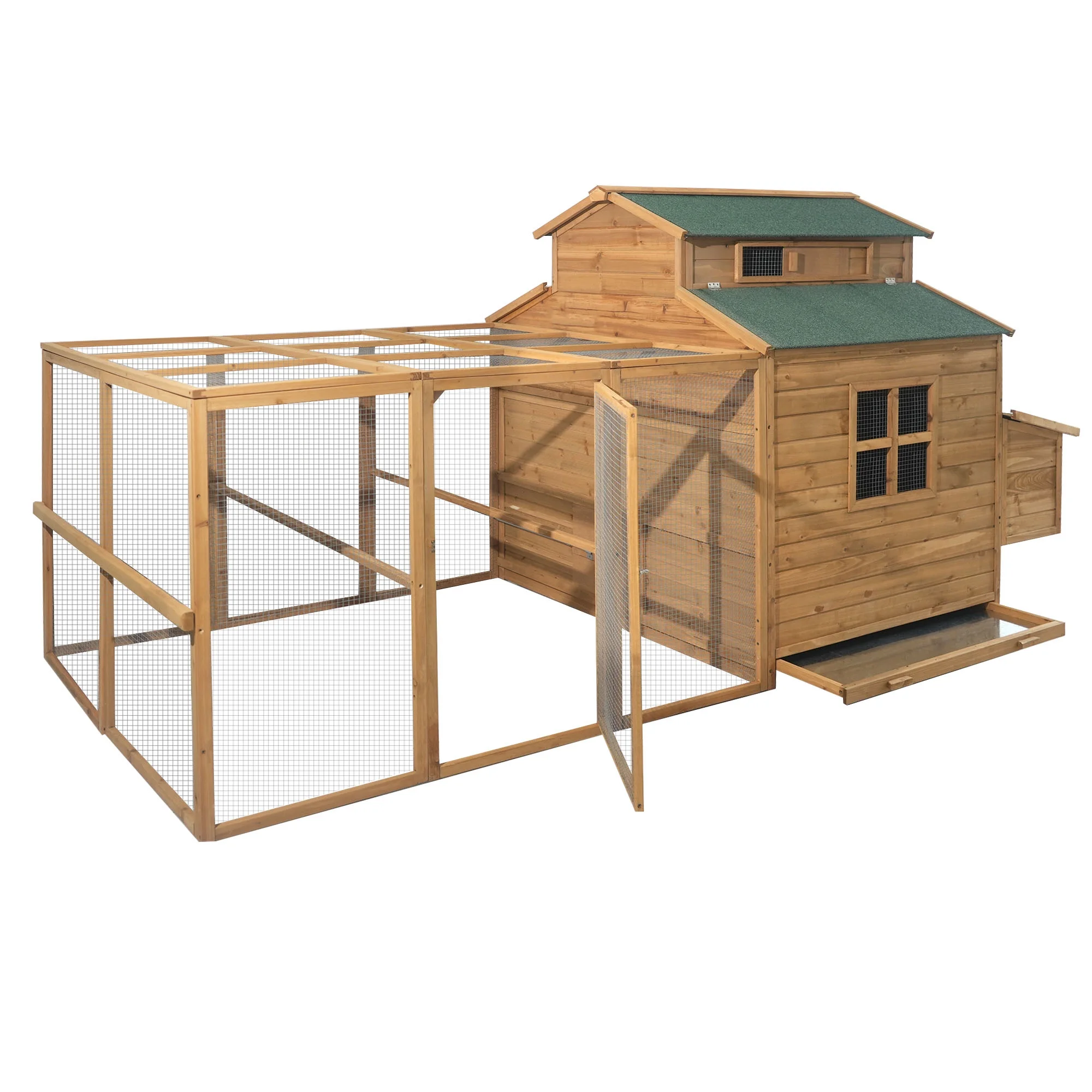 LiebeRen 113 inches Super large chicken coop hutch, Hen House,outdoor rabbit poultry cage, Wooden Nesting Box, suitable for 6-10 hens chicken