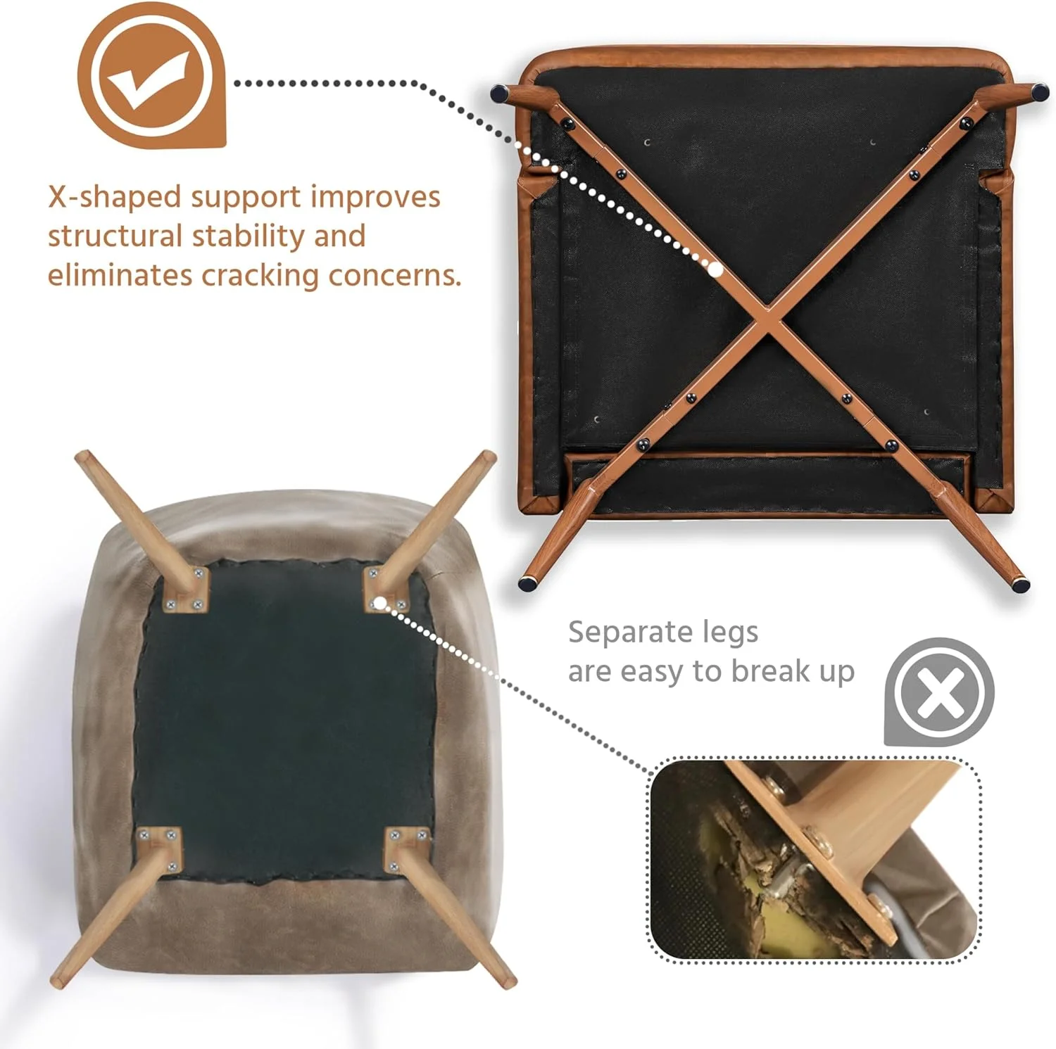 U-ToBe Accent Chair, Living Room Chair Mid Century PU Leather Armchair Lumbar Pillow, Comfy Upholstered Reading Chair Wood Leg Bedroom Lounge Brown