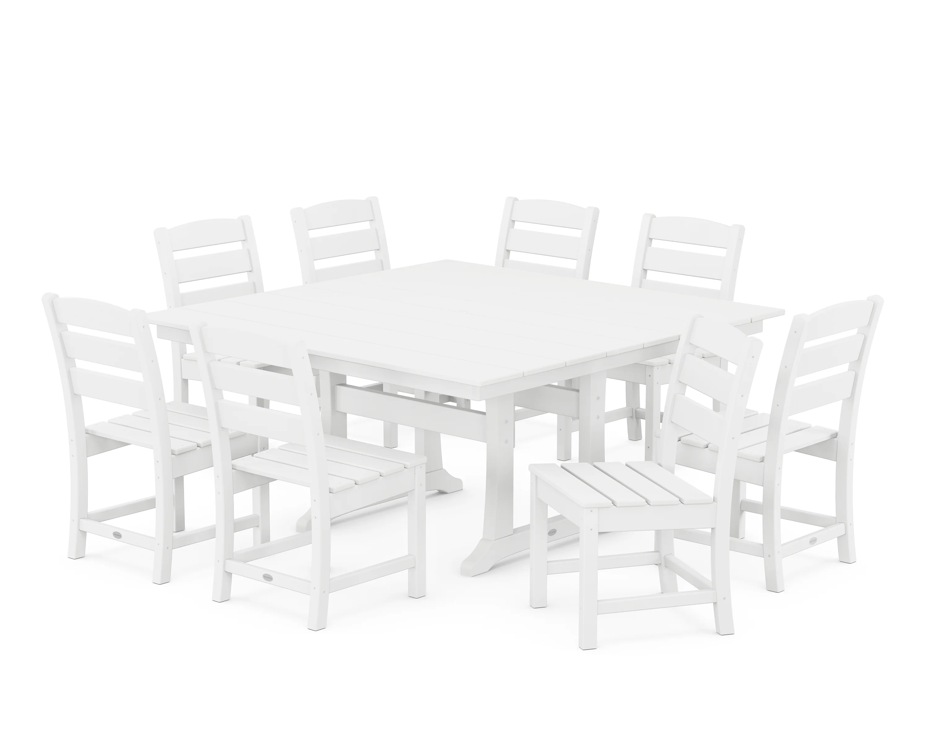 POLYWOOD Lakeside 9-Piece Farmhouse Trestle Dining Set in White