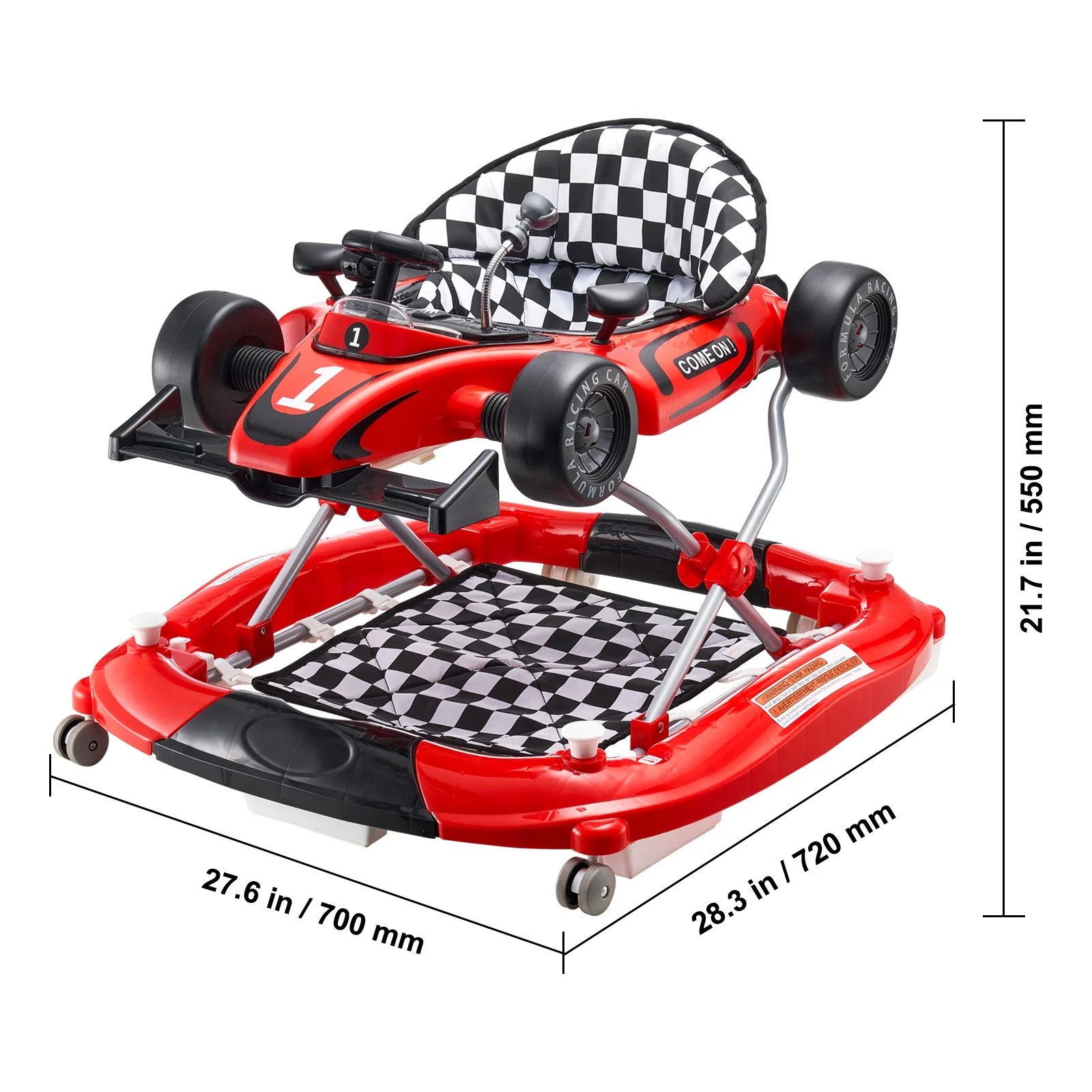 SKYSHALO Baby Walker 4 in 1, Foldable Height Adjustable Baby Walker with Wheels, Infant Toddler Walker with Foot Pads, Anti-Fall Baby Walker With Steering Wheel for Boys and Girls 6-24 Months