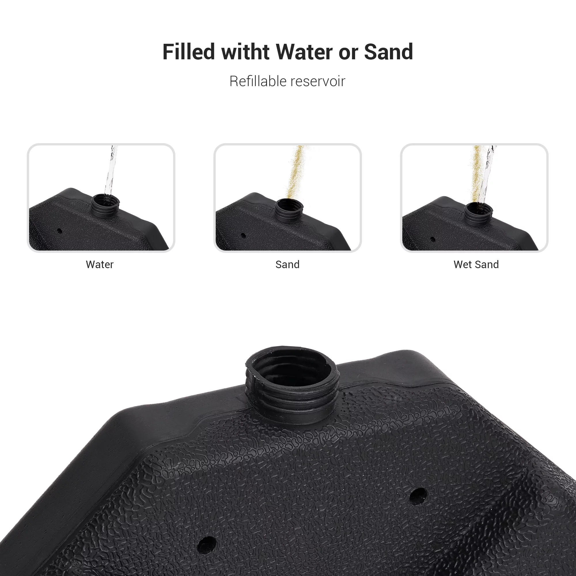 Sonerlic 176 lbs Patio Offset Cantilever Umbrella Base for 9-10ft Outdoor Umbrella with Anti-rust Finish, Black