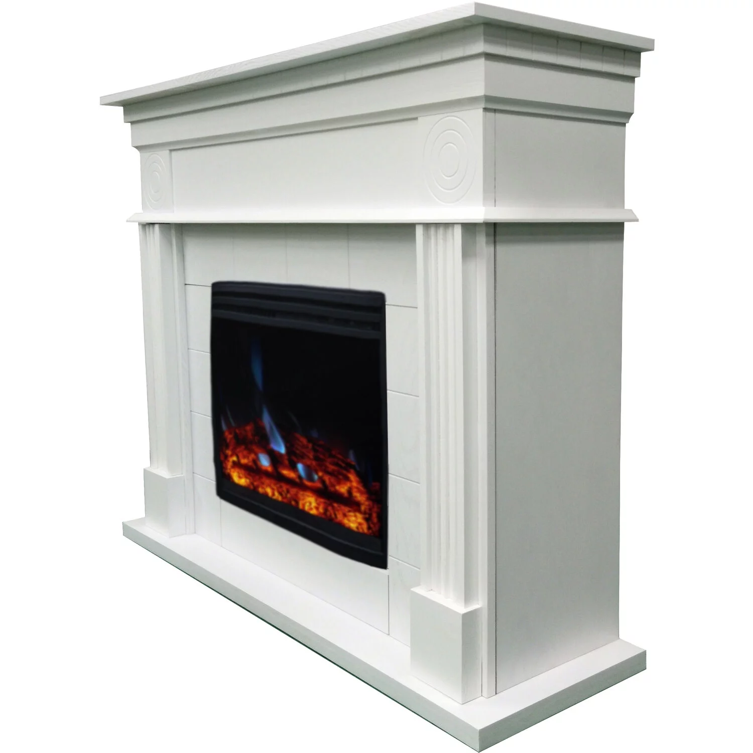 Cambridge 47.8-in. Shelby Electric Fireplace Mantel with Deep Log Insert, White