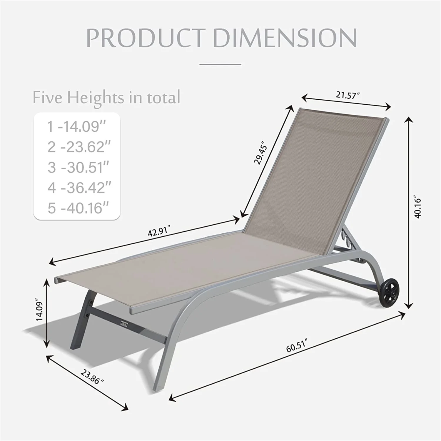 Chaise Lounge Outdoor Set of 2  Lounge Chairs for Outside with Wheals  Outdoor Lounge Chairs with 5 Adjustable Position  Pool Lounge Chairs for Patio  Beach Yard Deck Poolside(Khaki  2 Lo