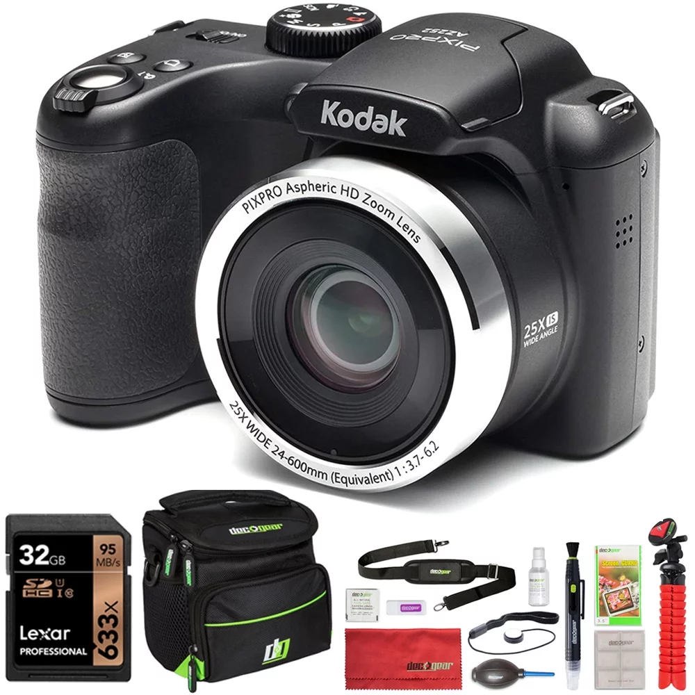 Kodak AZ252-BK PIXPRO Astro Zoom 16MP Digital Camera 25x Optical Zoom 3 inch LCD Black Bundle