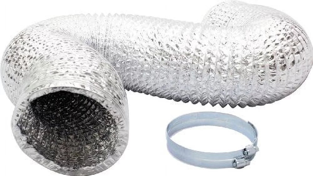 iPower  GLDUCT8C Non-Insulated Ducting Aluminum Foil Vent with 2 Clamps, 8-Feet 6-Inch, ProFlex Clothes Dryer Transition Duct, Fire-Resistance Coating. Strong & Flexible, Contains Corrosion Resistant