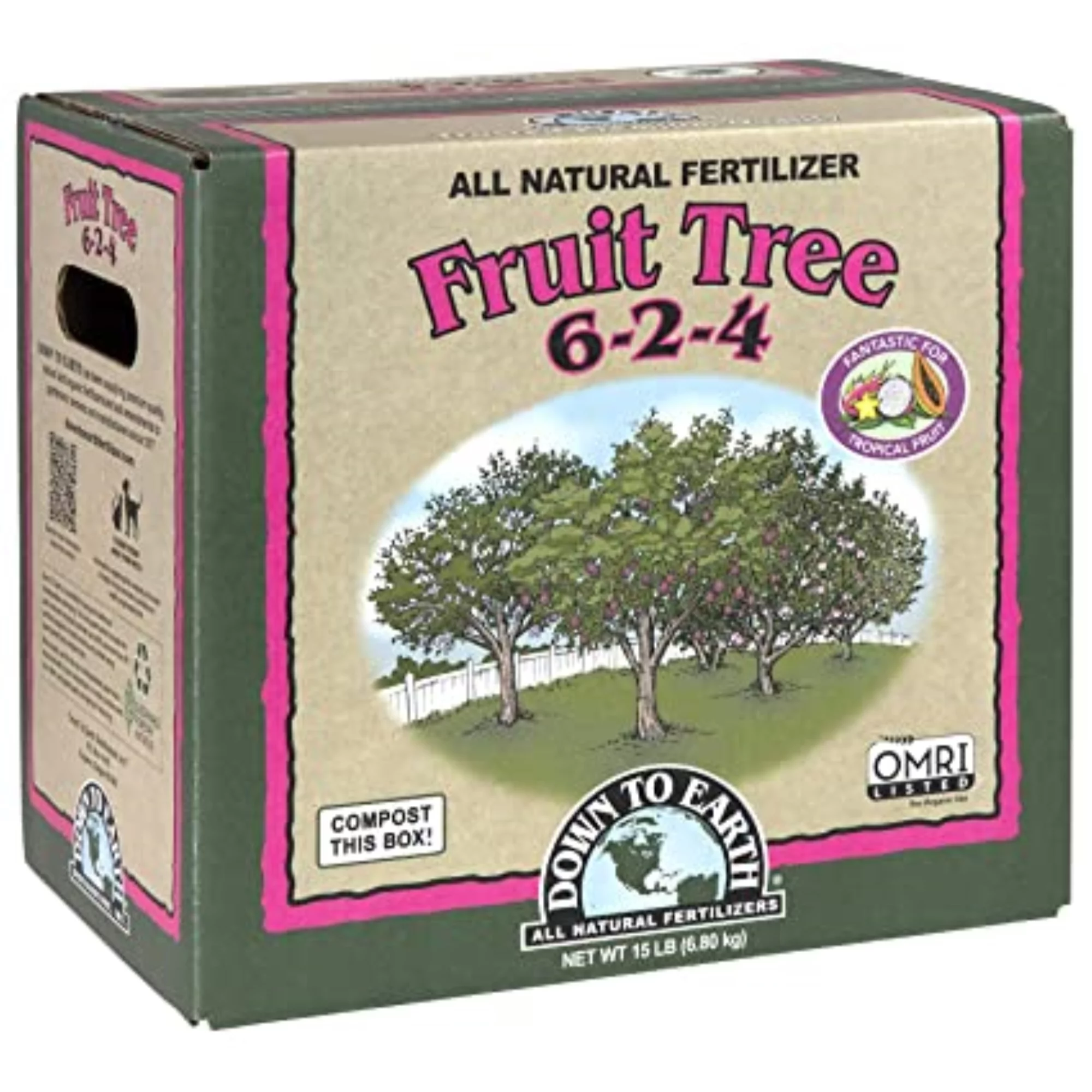 Down to Earth Organic Fruit Tree Fertilizer Mix 6-2-4, 15lb