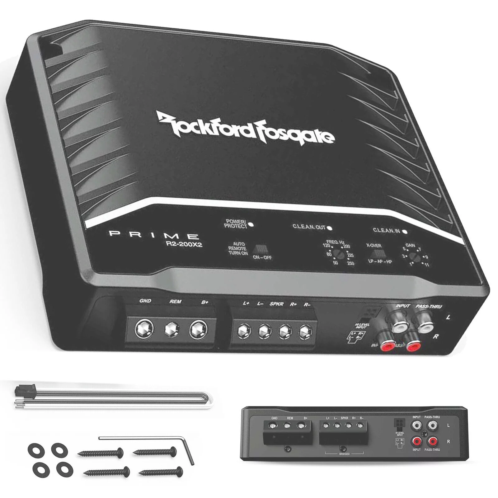 Rockford Fosgate R2-200X2 Prime 200 Watt Full Range 2-Ch Amplifier Class D | NEW Bundle