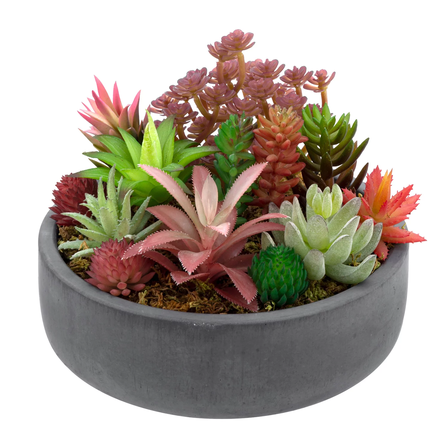 MyGift 8 Inch Minimalist Round Grey Cement Succulent Planter / Modern Bowl