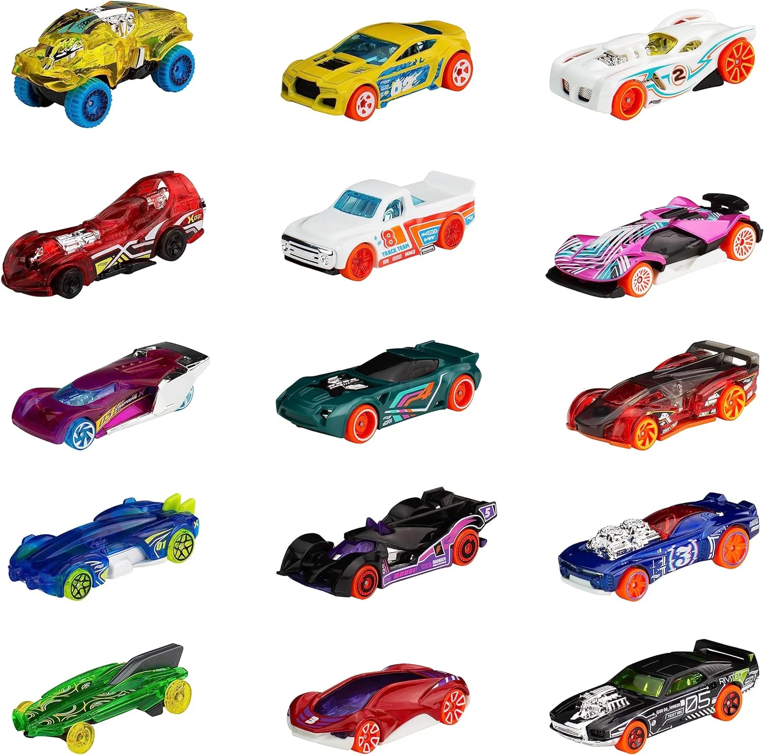 Hot Wheels Track Bundle of 15 Toy Cars, 3 Track-Themed Packs of 5 1:64 Scale Vehicles,