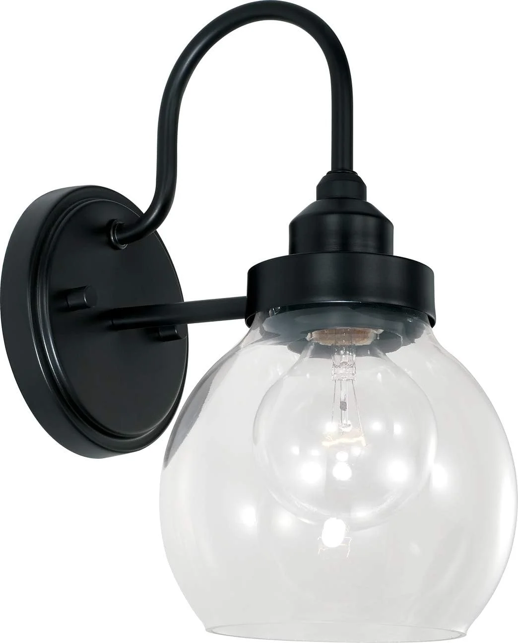 AA1014MB Brecken Mid-Century Industrial Vintage Clear Glass Wall Sconce, 1-Light 100 Watt, 11