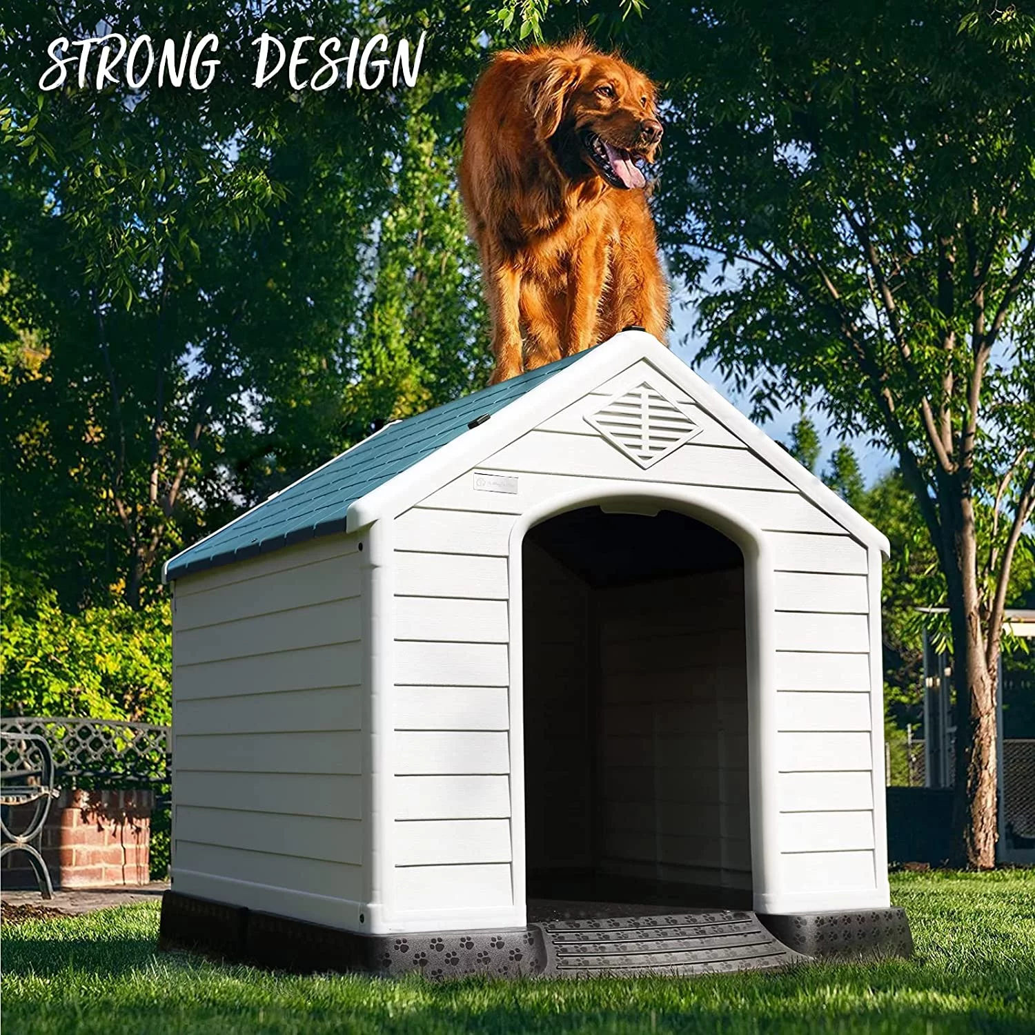 Vitesse Plastic Dog House Outdoor Indoor for Small Medium Larige Dogs,Waterproof Dog Houses with Elevated Floor and Air Vents,Durable Ventilate & Easy Clean and Assemble