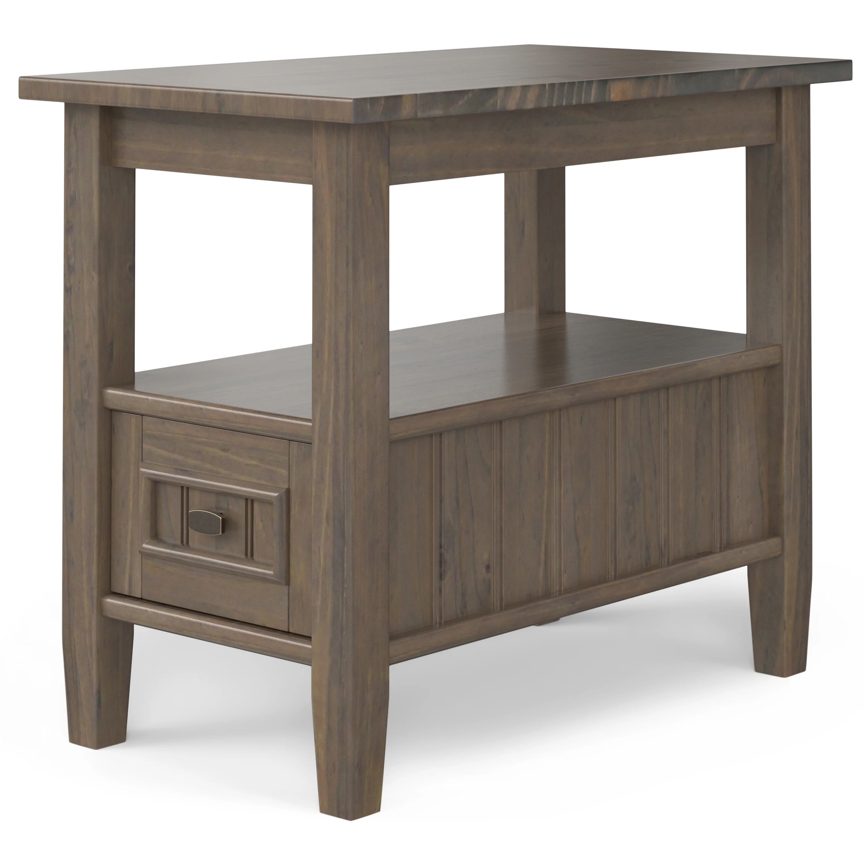 Simpli Home Lev SOLID WOOD 14 inch Wide Rectangle Transitional Narrow End Table in Smoky Brown