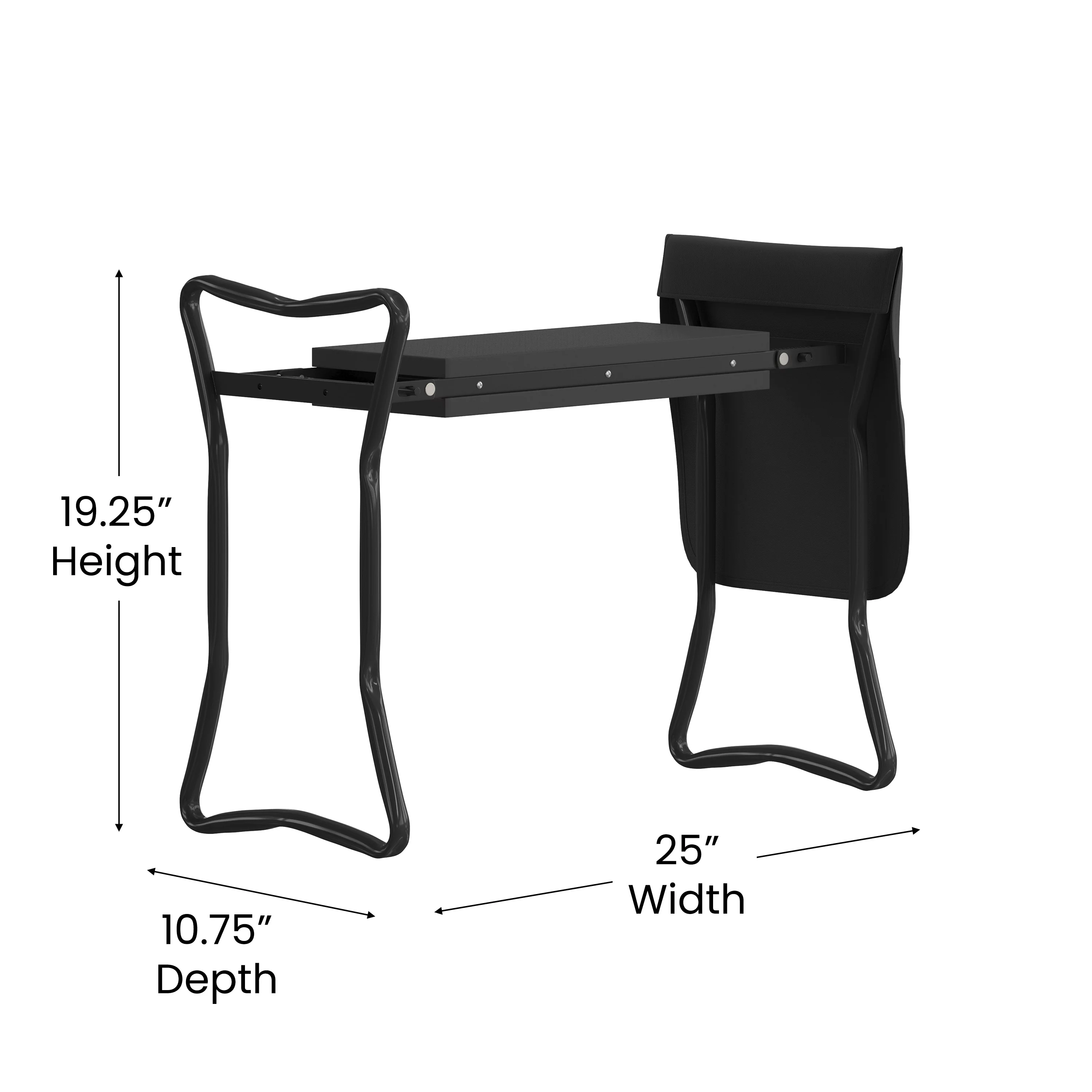 Flash Furniture Black Foldable Padded Garden Kneeler