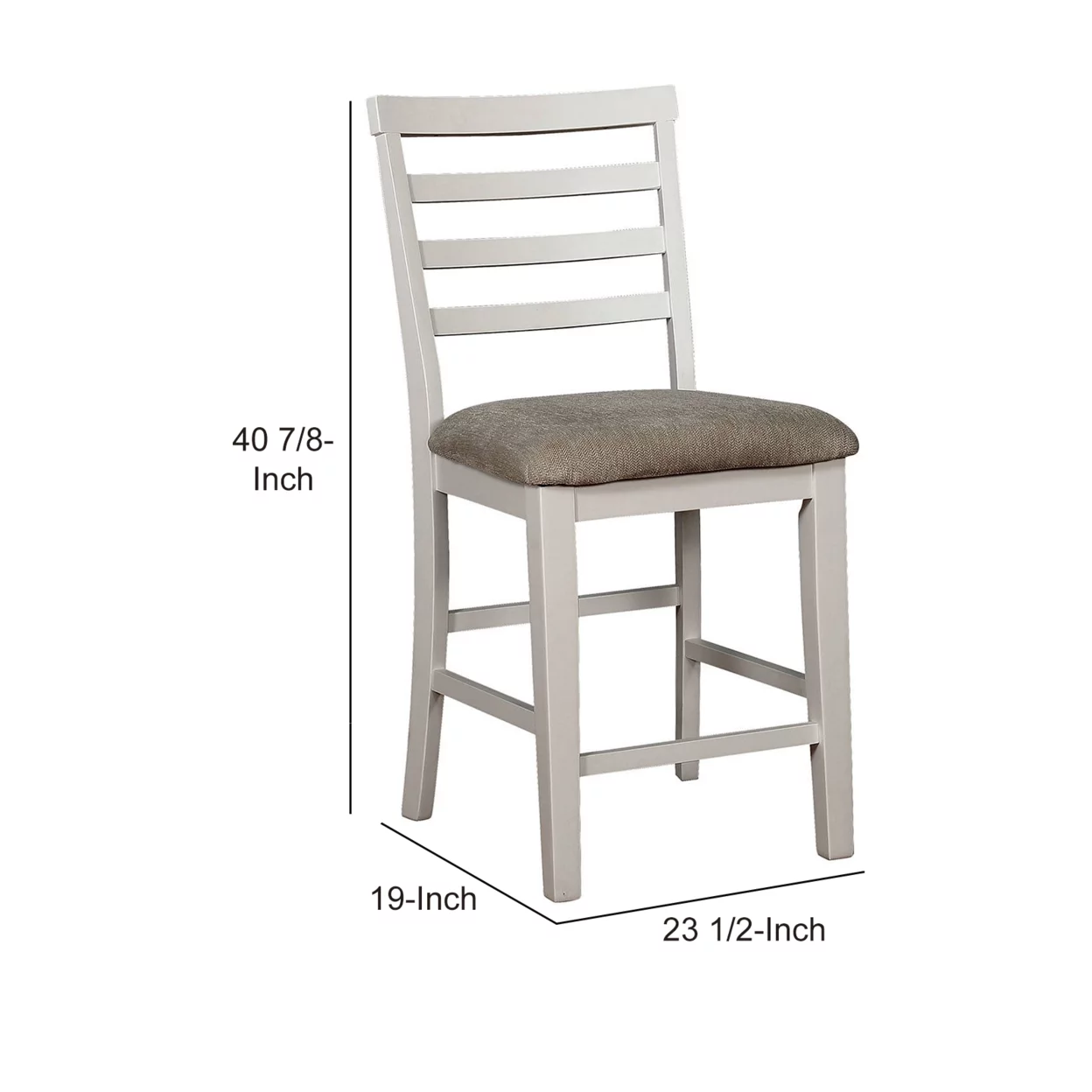 Benzara  Wooden Counter Height Dining Side Chairs, White & Beige - Set of 2