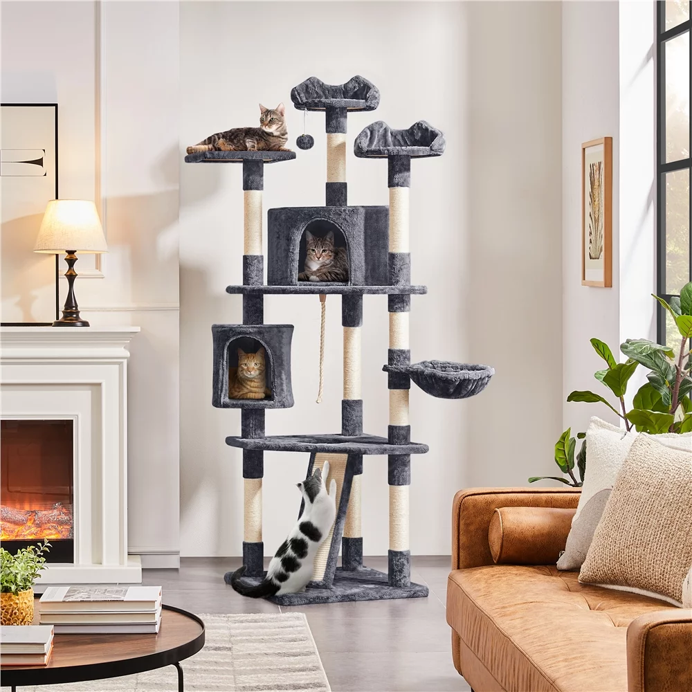 Yaheetech 79'' Multilevel Cat Tree with Condos & Scratching Posts,Dark Gray