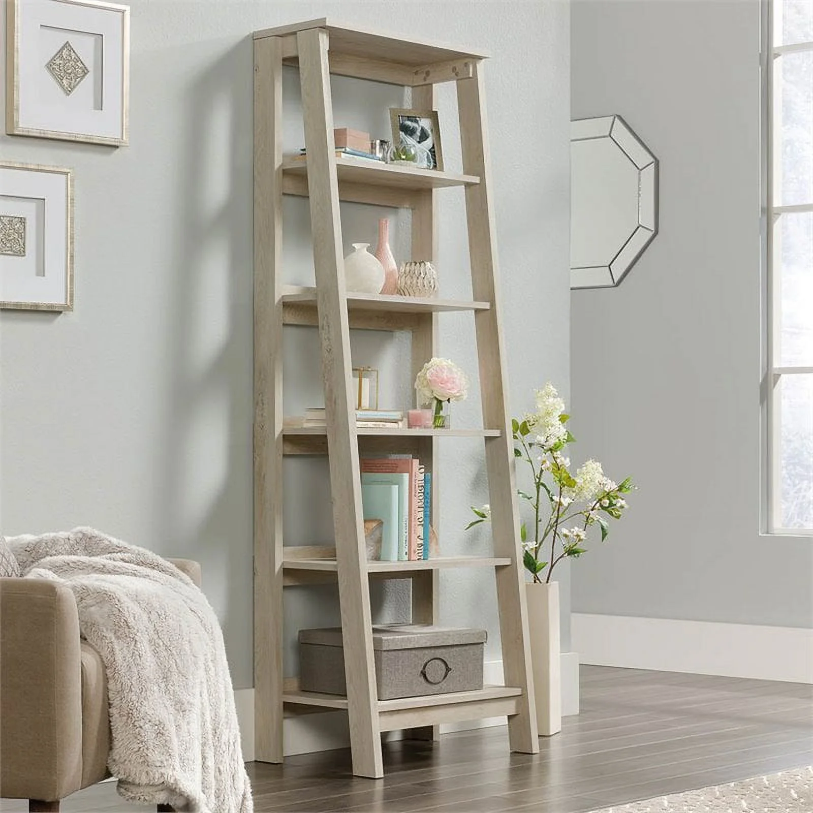 Pemberly Row 5 Shelf Bookcase in Chalked Chestnut