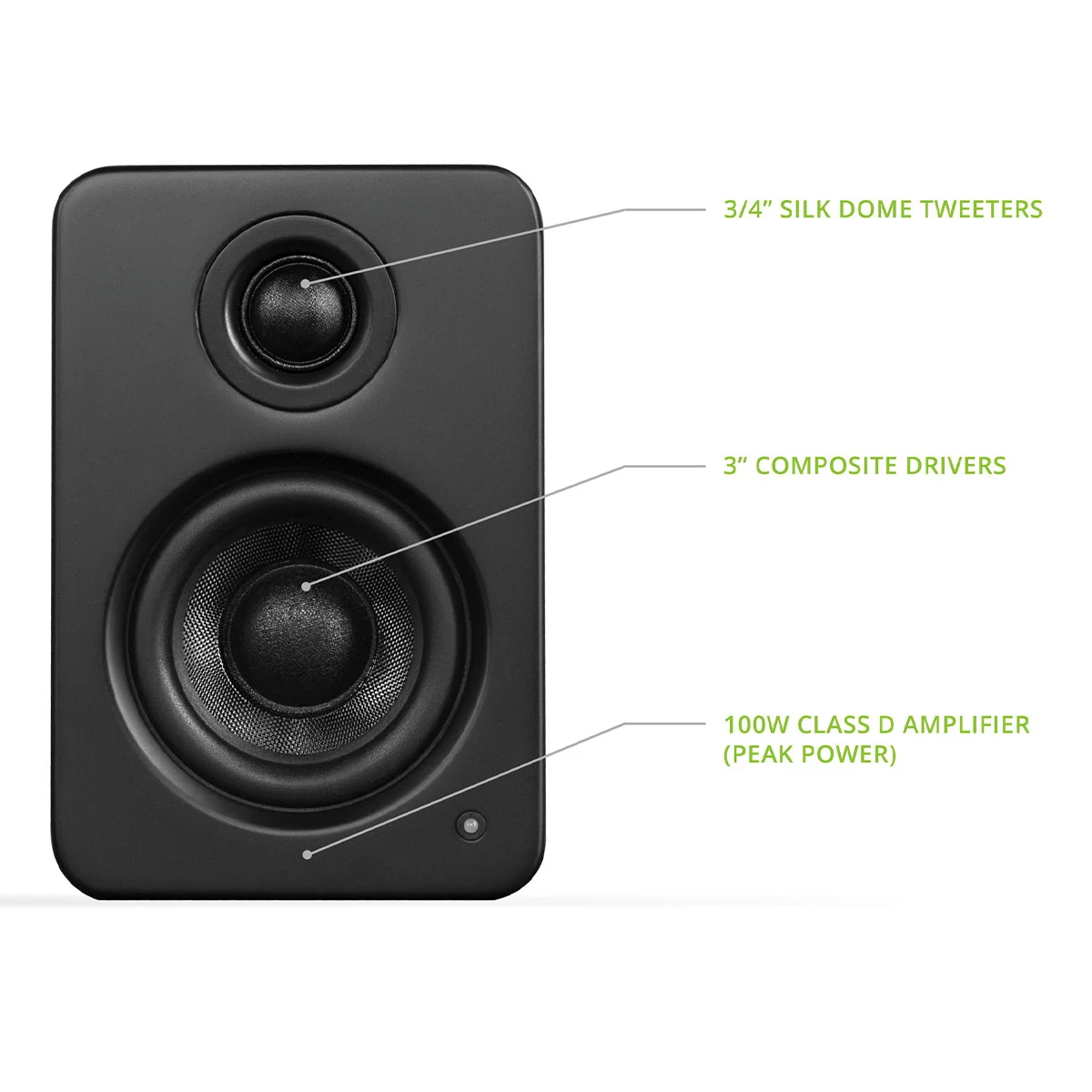 Kanto YU2 - Speakers - USB - 25-watt - 2-way - matte black