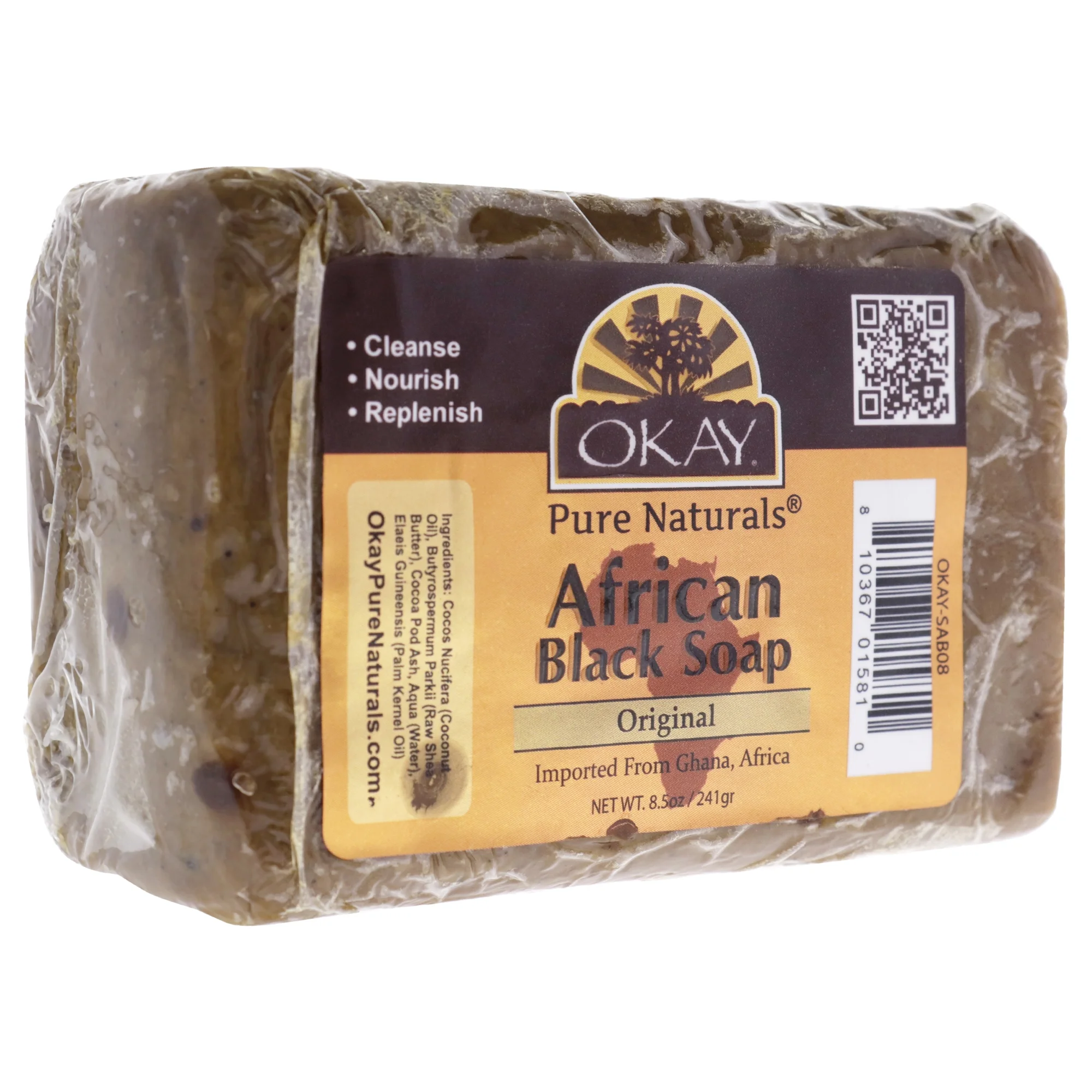 Okay Pure Naturals African Black Bar Soap, Original, 8.5 oz (241 g)