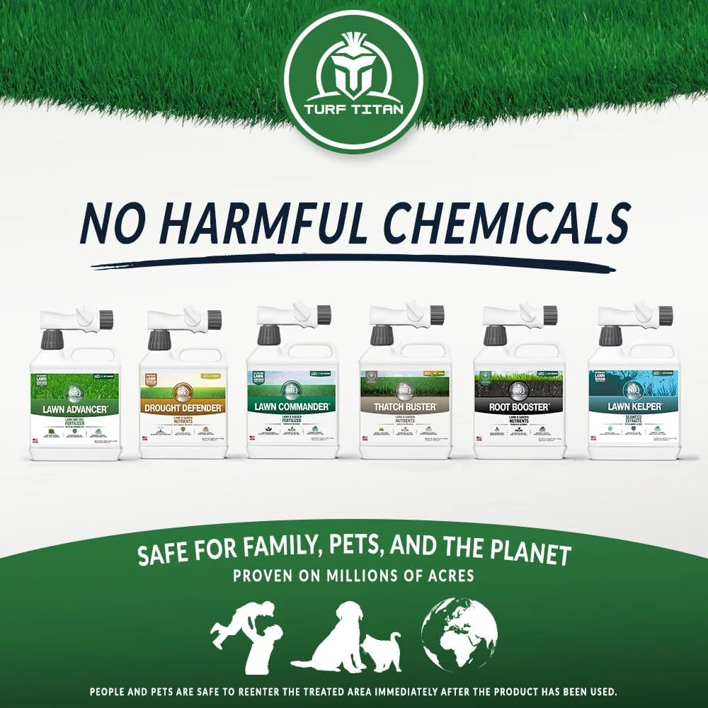 Turf Titan Root Booster - Made in USA, Soil Conditioner and Probiotic and Micronutrient Booster for All Lawn, Plants, Flowers, Trees, Shrubs, Better and Richer Garden Soil, Lawn Care - 1 Gallon…