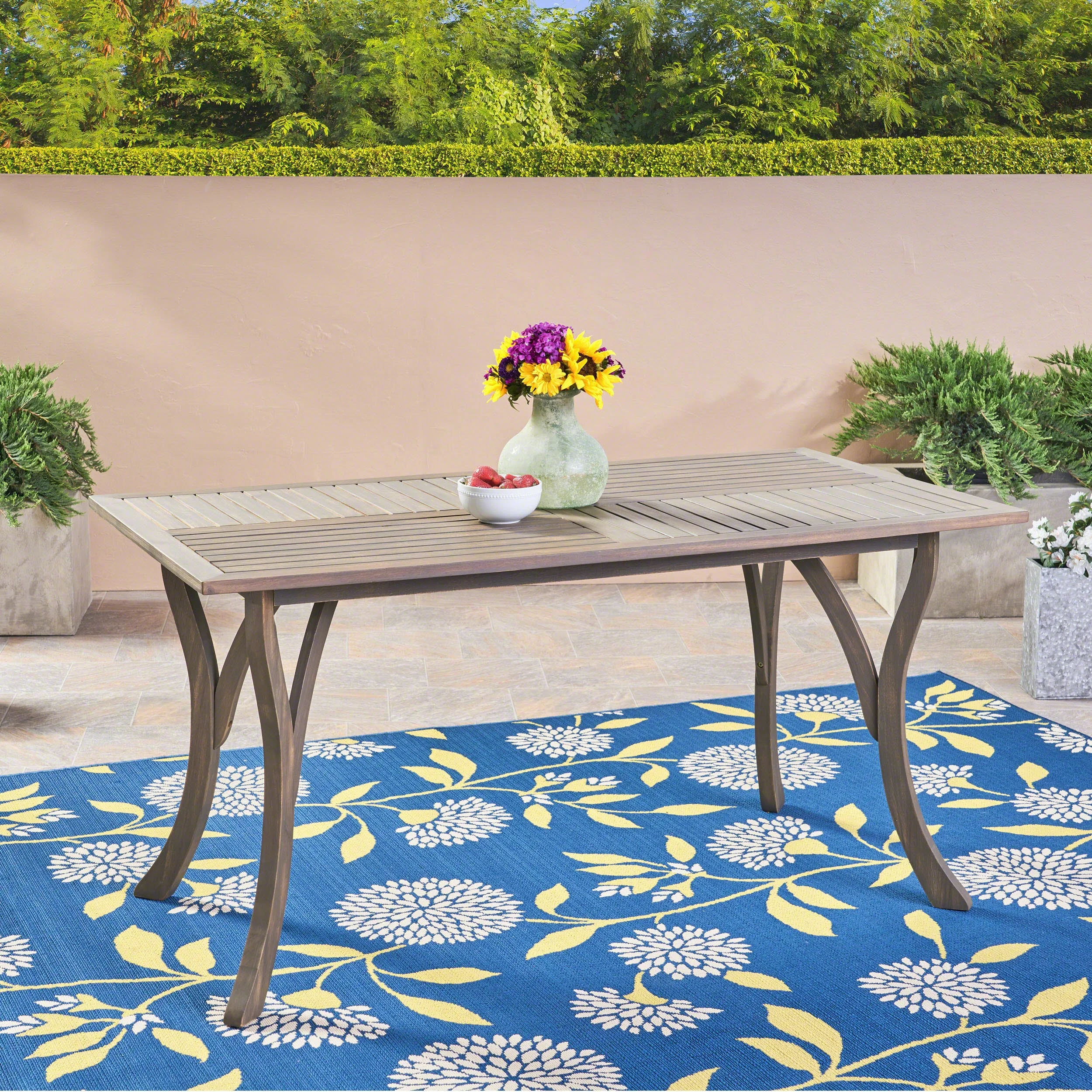 Craya Patio Wood Dining Table -  Gray