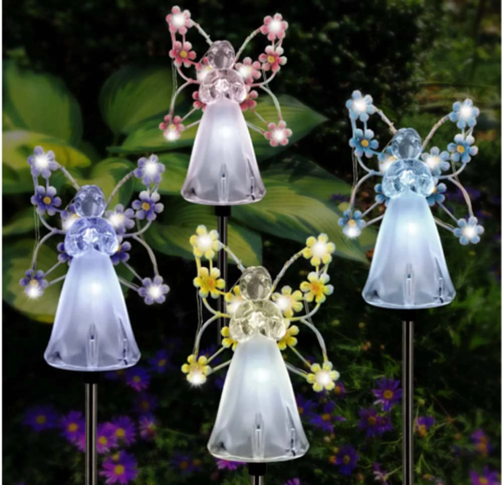 Outdoor Solar Angel Garden Stake Lights with 7 LEDS Waterproof Eternal Light