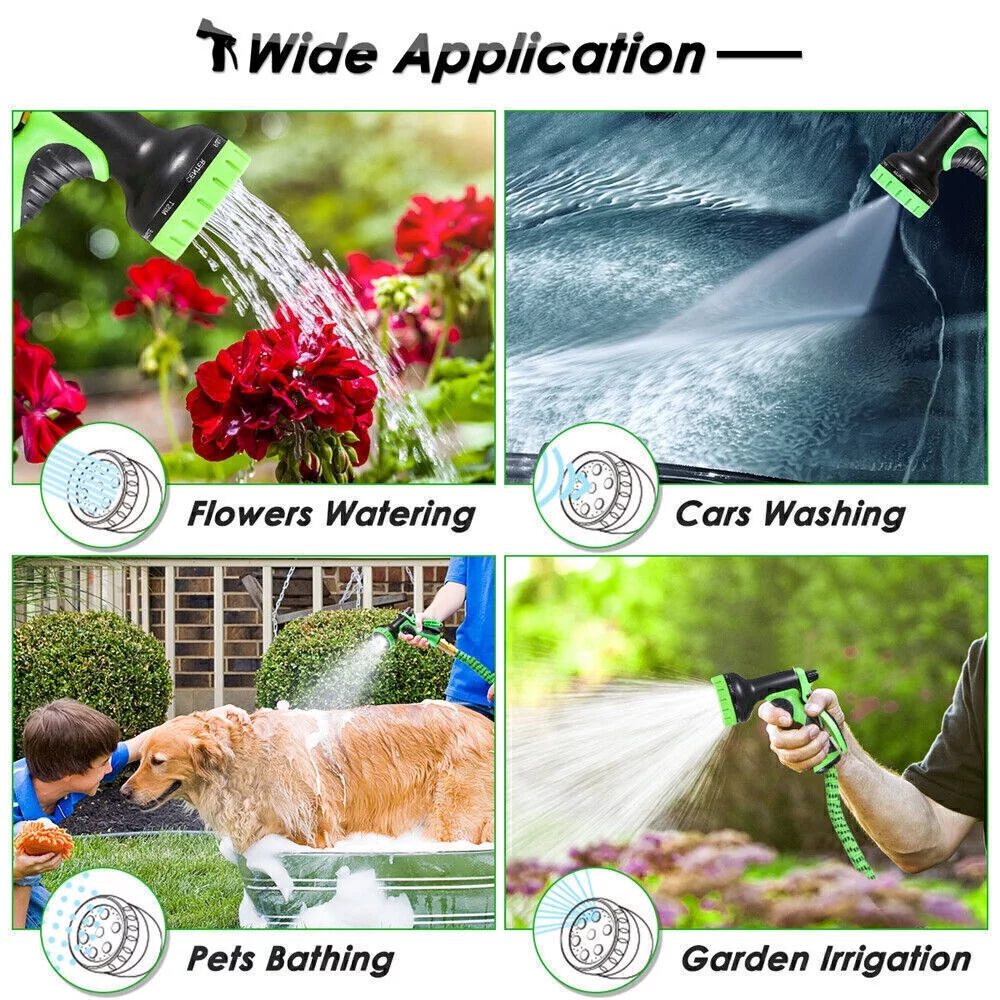 Scalable water pipe 100FT gray nozzle/black   Garden  water pipe flexible 4X stronger luxury expandable heavy-duty hose