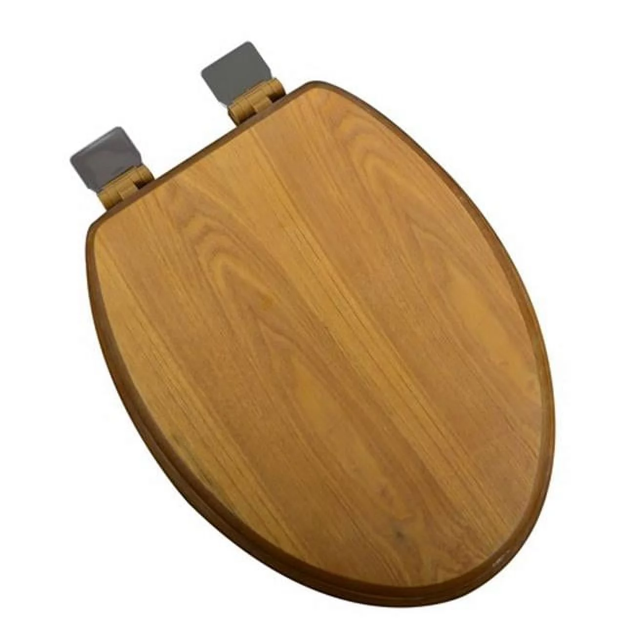 Decorative Wood Elongated Toilet Seat with Chrome Hinges, Light Oak