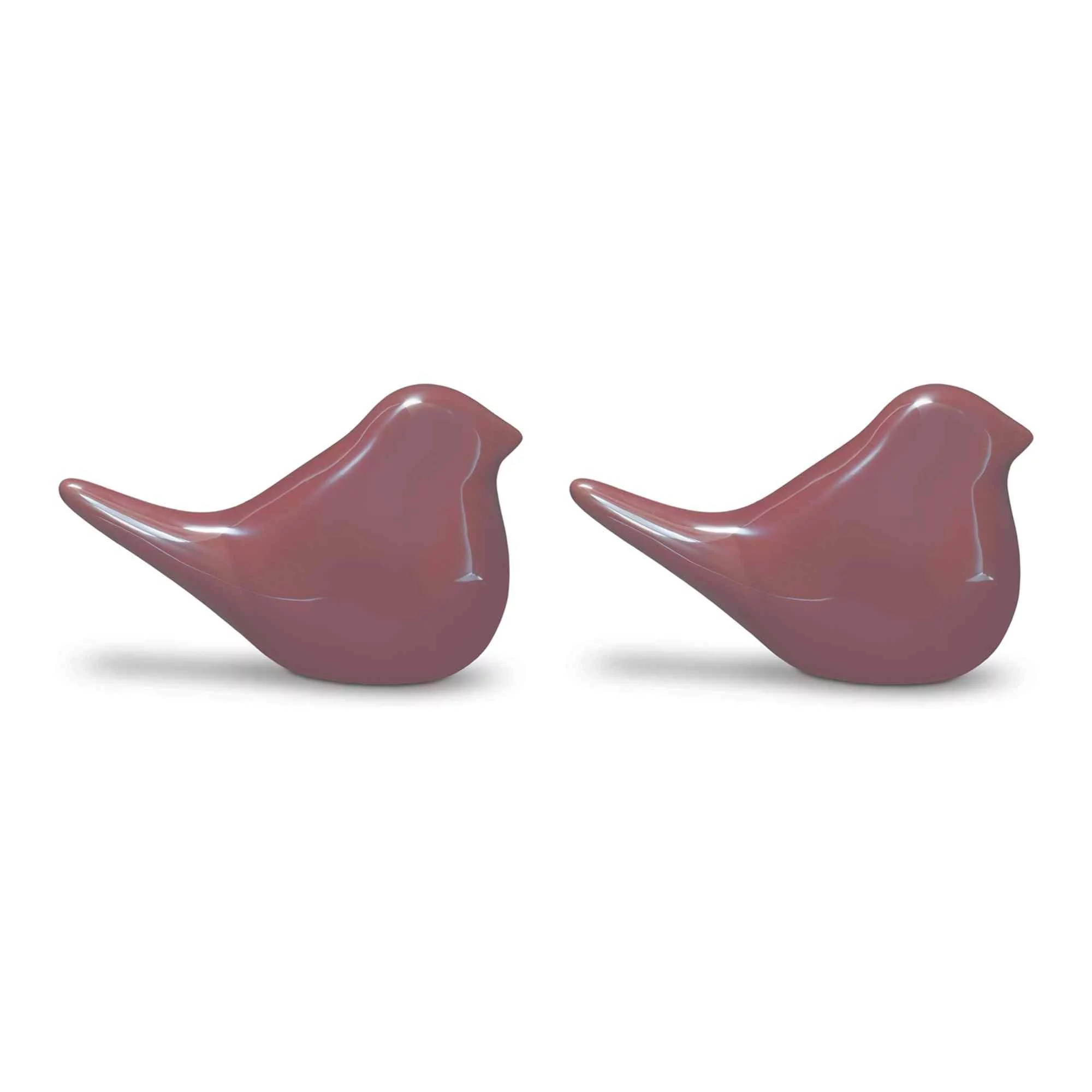 Melrose Set of 2 Solid Brick Red Bird Porcelain Tabletop Figurines 6