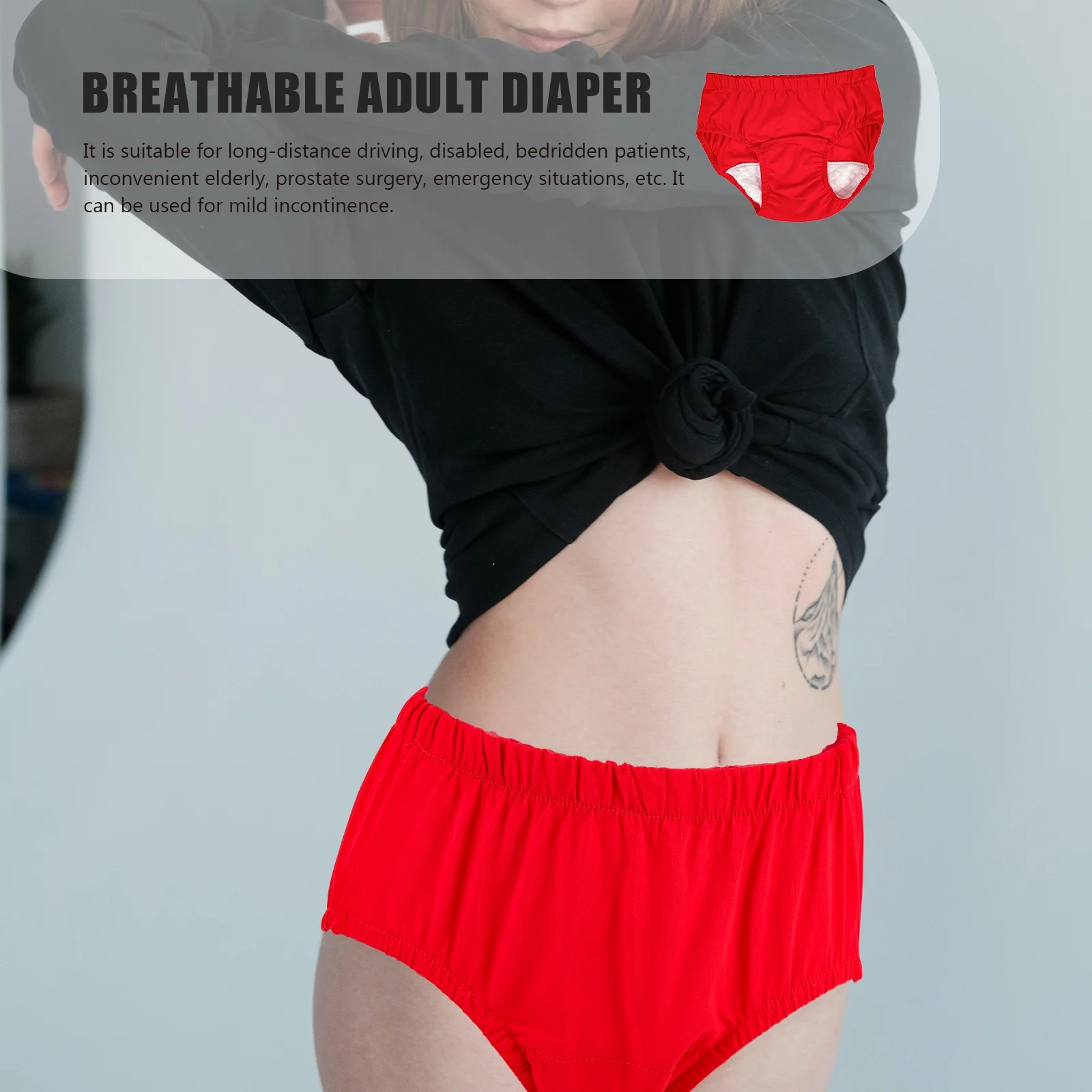 Xxl Red Mens Briefs Underwear Daily Use Incontinence Diaper Breathable Accessories Elderly