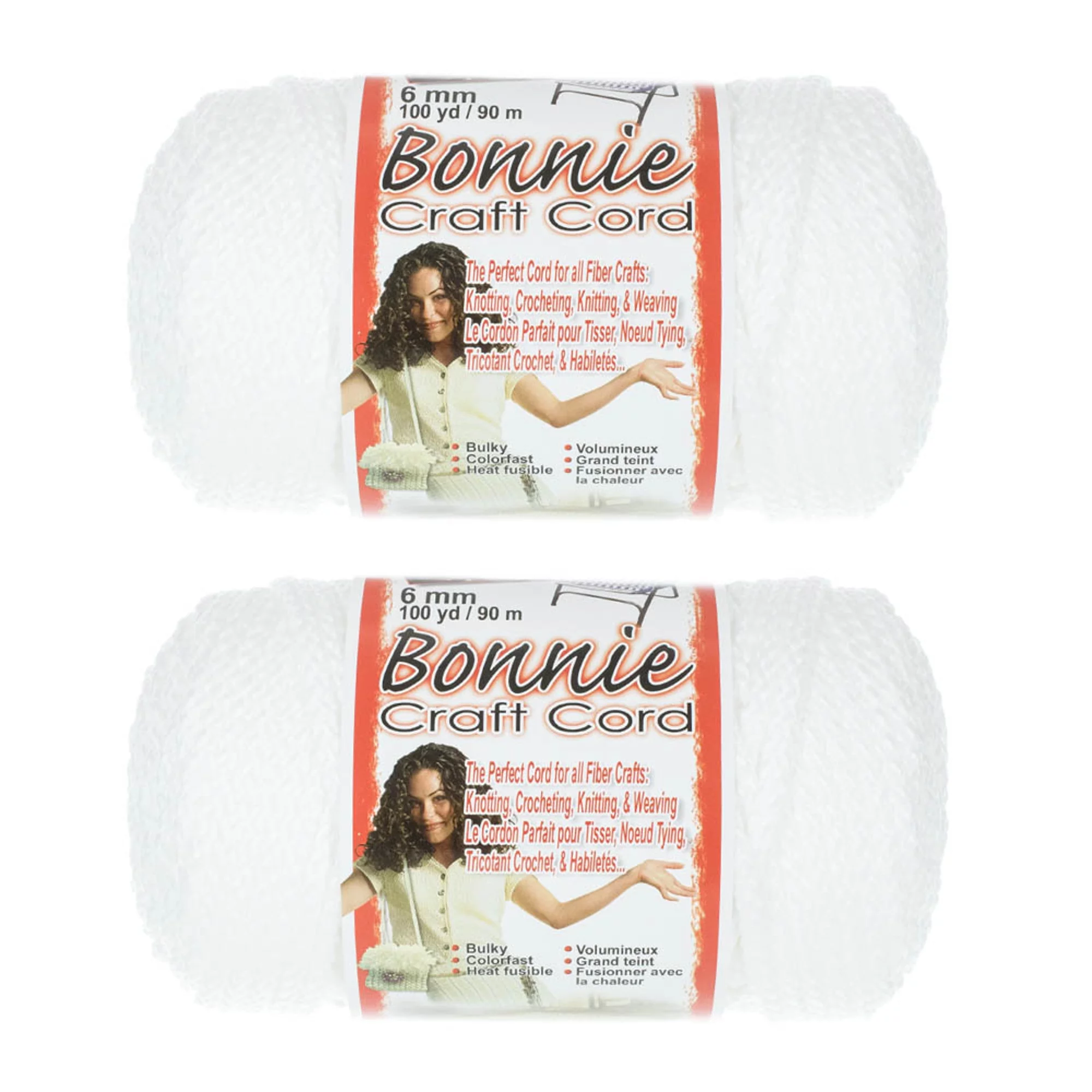 2 Pack Bonnie Macrame Cord - 6mm - 100 yd Lengths - Various Colors