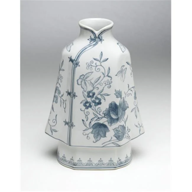 12 in. Cape Shaped Blue & White Vase