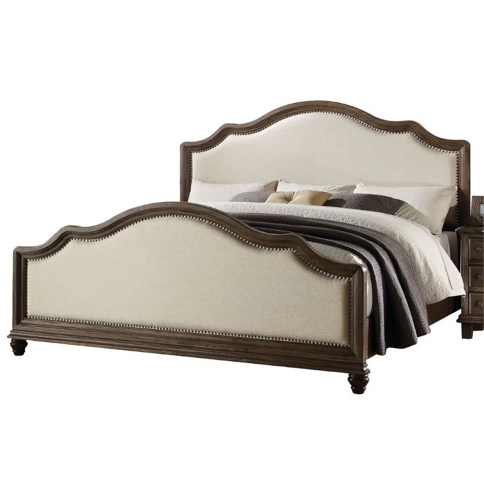 Home Square 3-Piece Set with Queen Panel Bed and 2 Wooden Nightstands