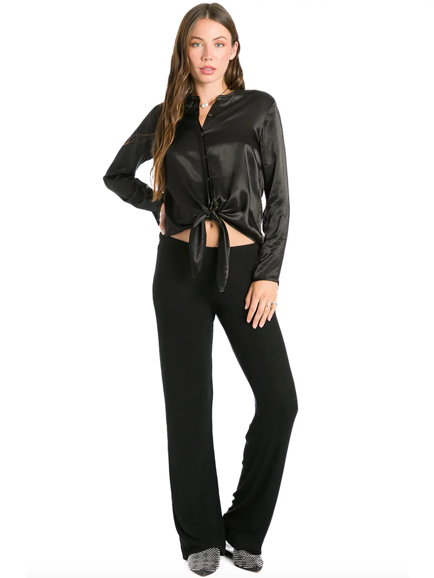 Hardtail Satin Tie Front Blouse (Style SAT-41)