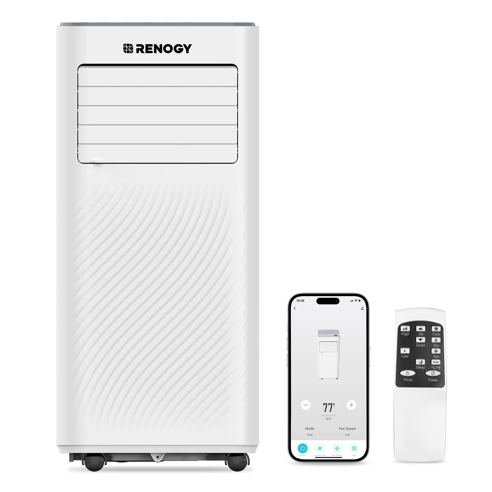 Renogy 8000 BTU Smart WiFi Enabled Portable Air Conditioner, Cooling, Dehumidifier, Fan & Sleep Modes 4-in-1 Portable AC w/ Remote Control & Window Kit, Cools Up To 300 sq. ft, 1-24H Timers