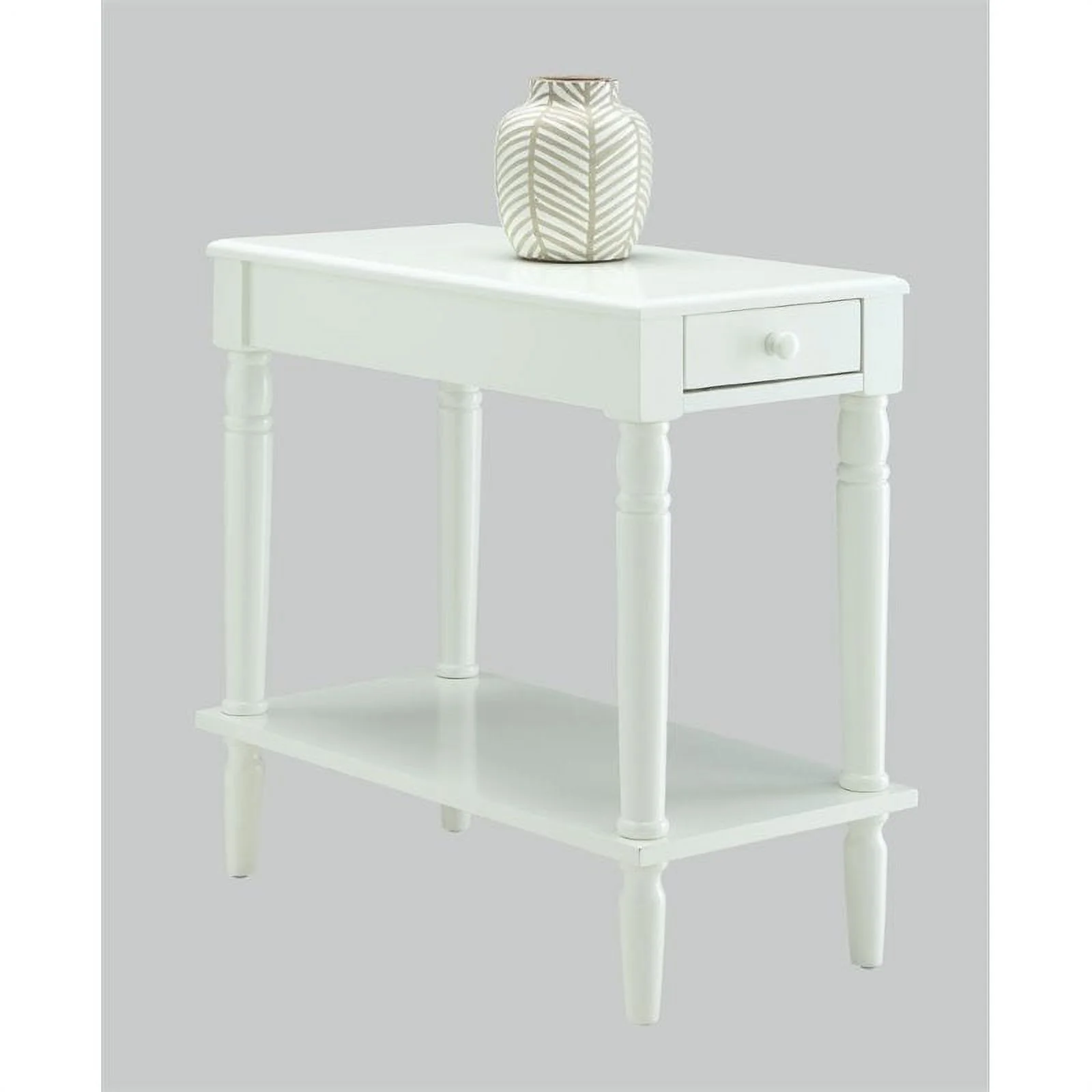 Pemberly Row Traditional Wood End Table with Drawer in White