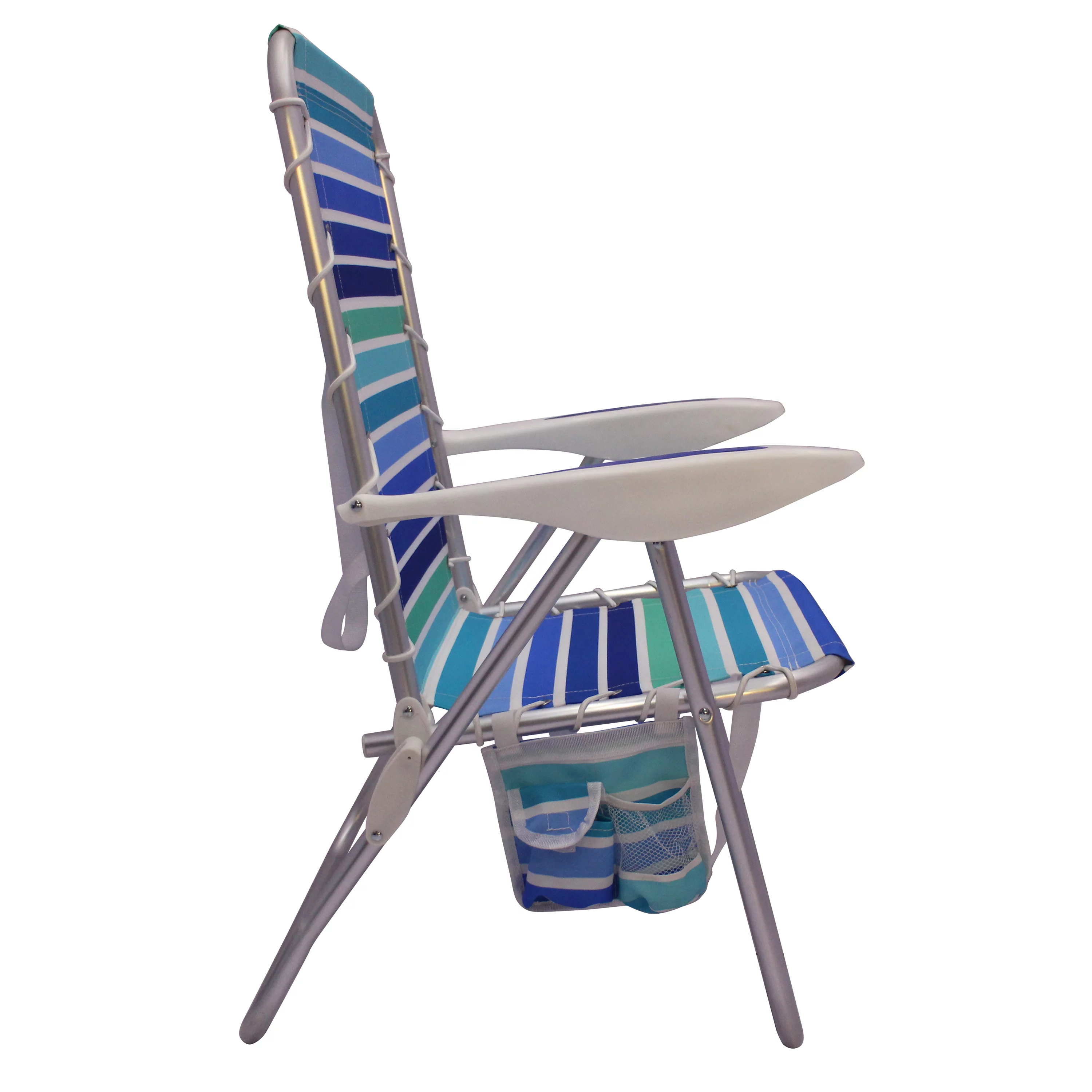 2-Pack Mainstays Reclining Bungee Beach Chair Blue & Green Stripe