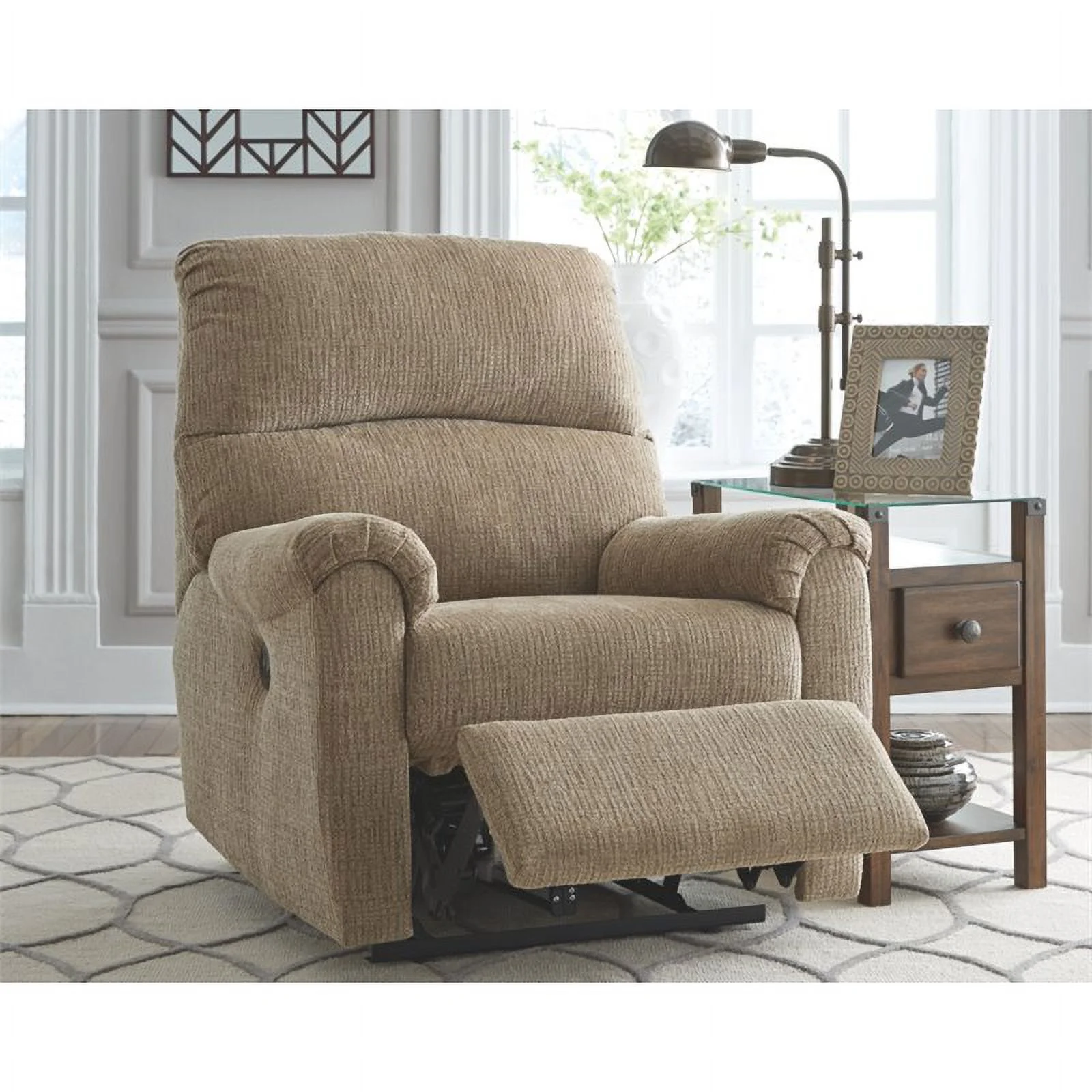 Bowery Hill Contemporary Fabric Power Recliner in Mocha Espresso