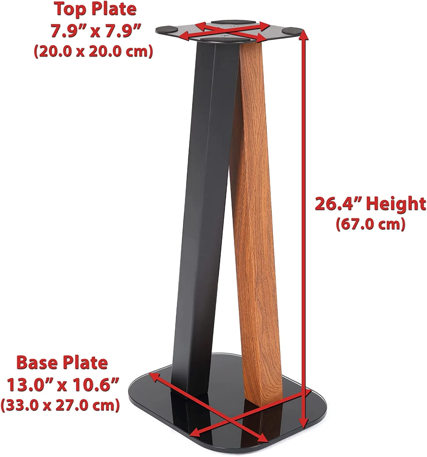 YILAN One Pair Fixed Height Universal Speaker Floor Stands - 600 Series - Cedar Black