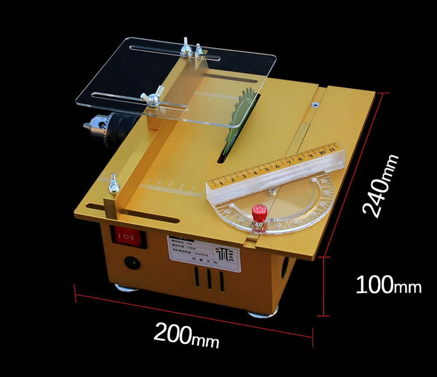 Multifunction Mini Table Saw Handmade Woodworking Bench Lathe Electric Polisher Grinder Cutting Machine with Sliding Ruler - Complete Configration