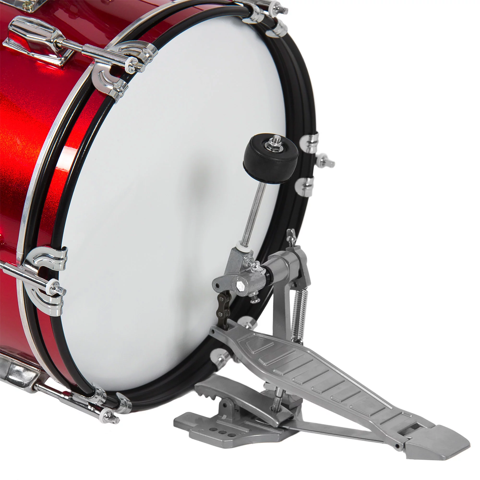 Best Choice Products Kids Beginner 3-Piece Drum, Musical Instrument Set w/ Sticks, Cushioned Stool, Drum Pedal - Red