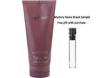 EUPHORIA by Calvin Klein BODY LOTION 6.7 OZ for WOMEN And a Mystery Name brand sample vile