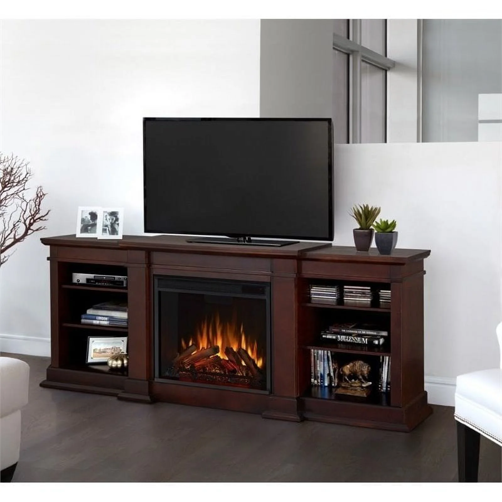 Bowery Hill Modern Wood TV Stand Electric Fireplace for TVs up to 71