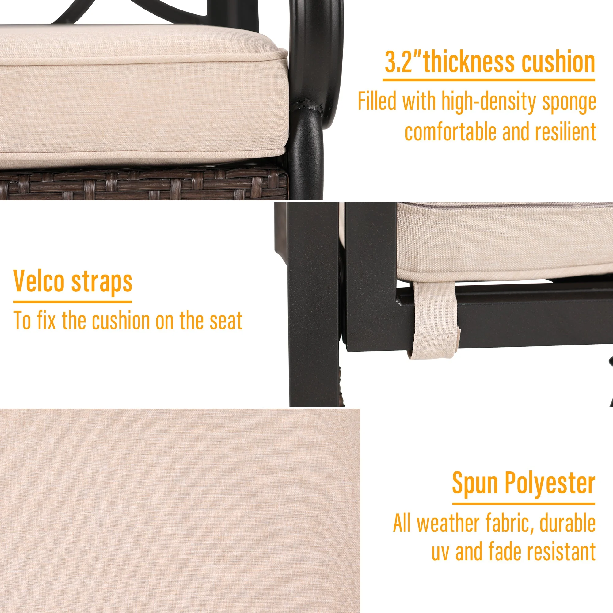 Sophia & William 9-Piece Patio Dining Set with Extendable Table & 8 Swivel Chairs, Black & Beige