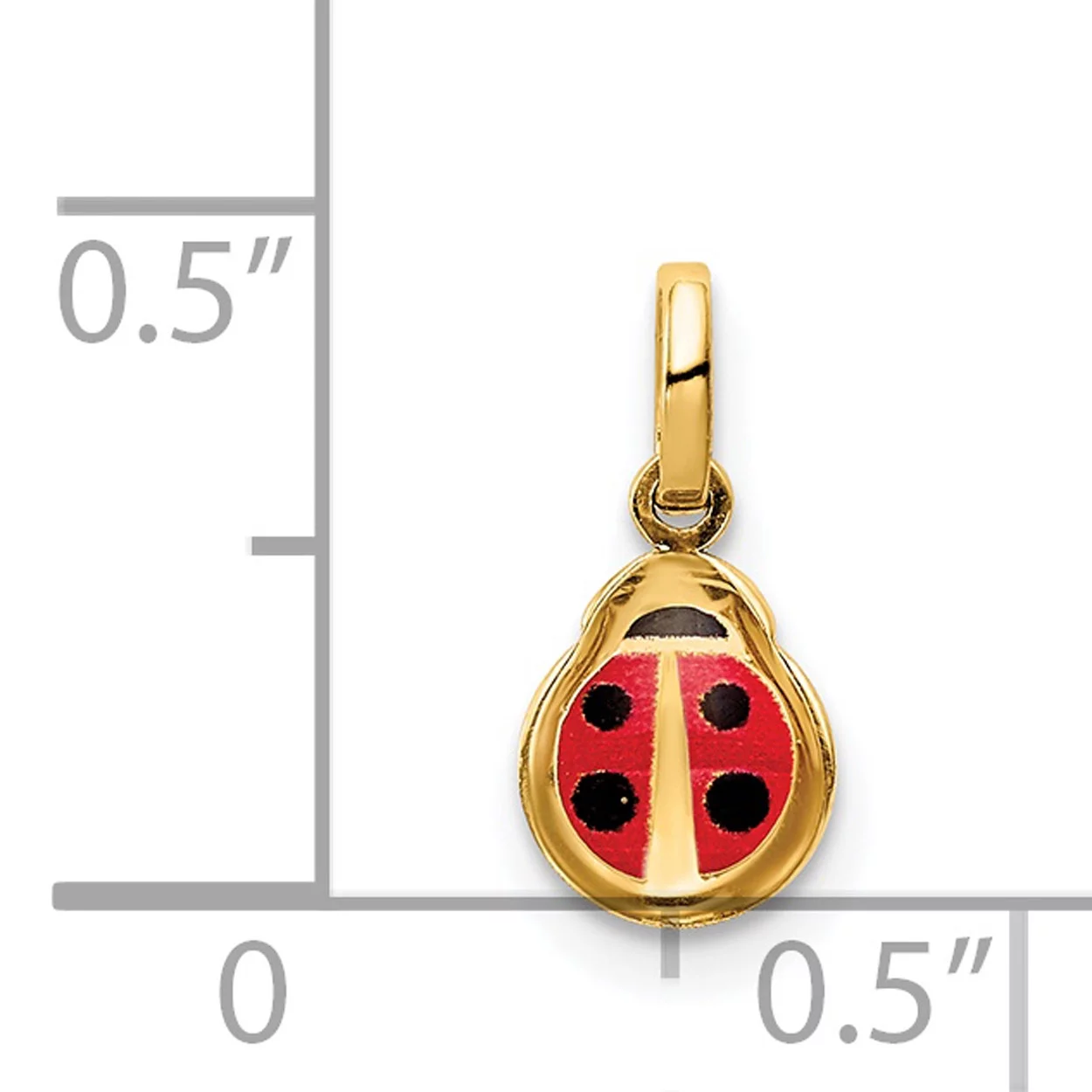 Carat in Karats 14K Yellow Gold Enamel Ladybug Pendant Charm With 14K Yellow Gold Lightweight Rope Chain Necklace 20''