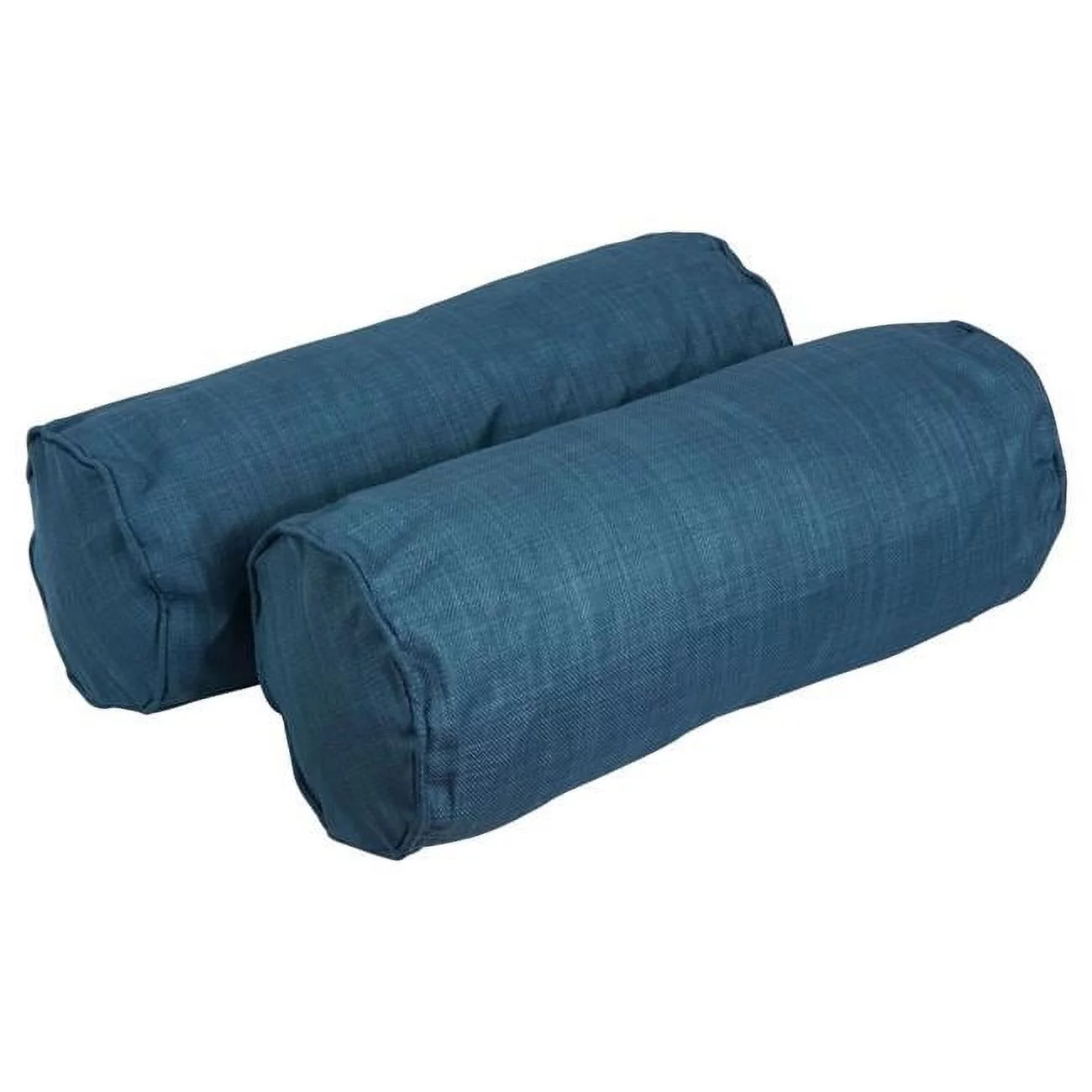 20 x 8 in. Double-Corded Spun Polyester Bolster Pillows with Inserts, Sea Blue - Set of 2