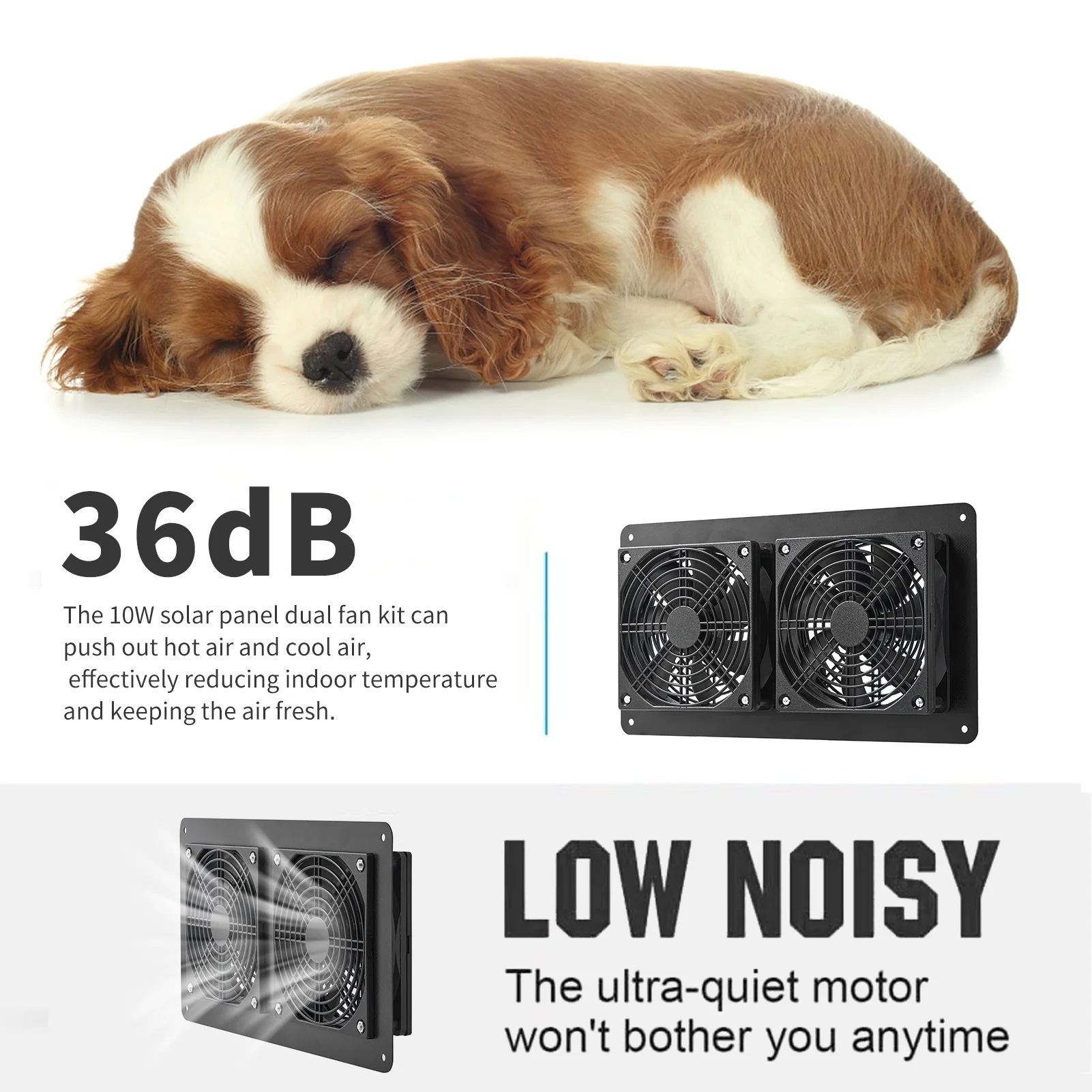 Aumotop Exhaust fan,Weatherproof solar panel Fan 10W Fan Solar kit Small Chicken Panel Fan Chicken Coops Sheds solar panel kit Powered Dual panel kit Small  fan Waterproof  Solar Fans